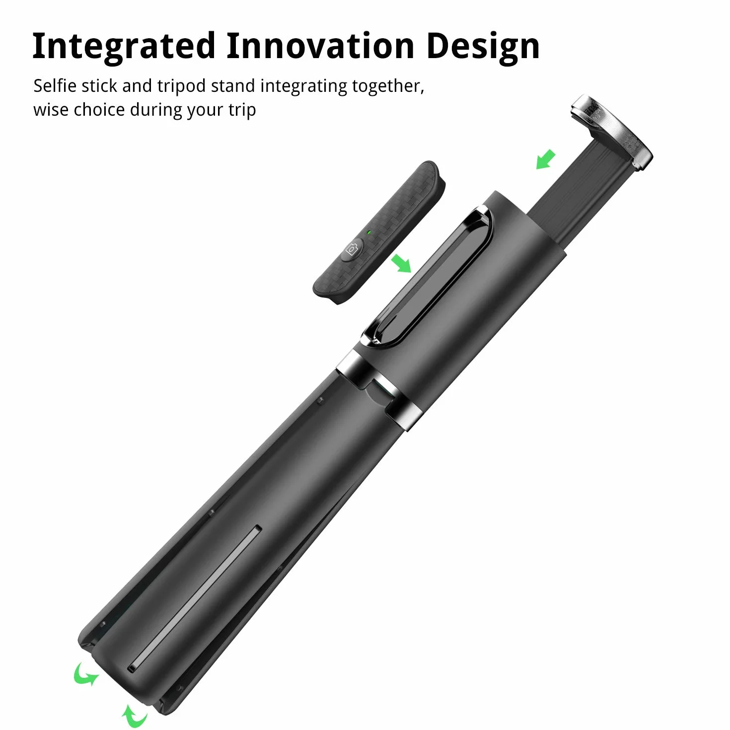 ATUMTEK statyw i kijek do selfie Bluetooth, możliwość rozszerzenia, 3 w 1, z aluminium, z bezprzewodowym pilotem zdalnego sterowania, obracany o 360°, do iPhone 13 / 12 / 12 mini / 11 Pro / XS Max / XS / 8 / 7, smartfonów Samsung