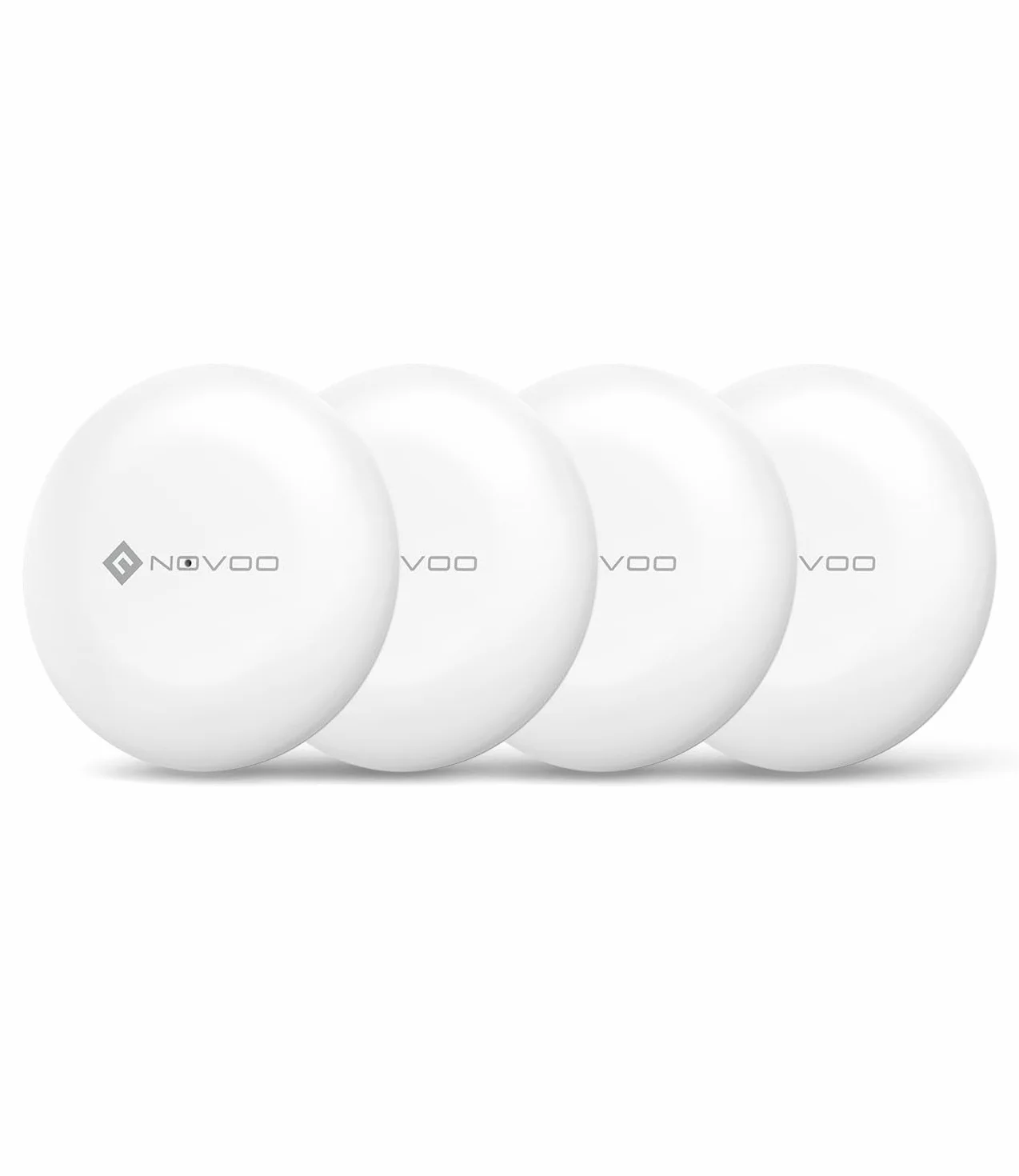 NOVOO Smart Wallet Tracker Tag do Apple i Google Find My, mini lokalizator Bluetooth z silnym alarmem 80 dB, wymienna bateria, etykieta lokalizatora na klucze/paszport/walizkę/łazienkę 4 szt