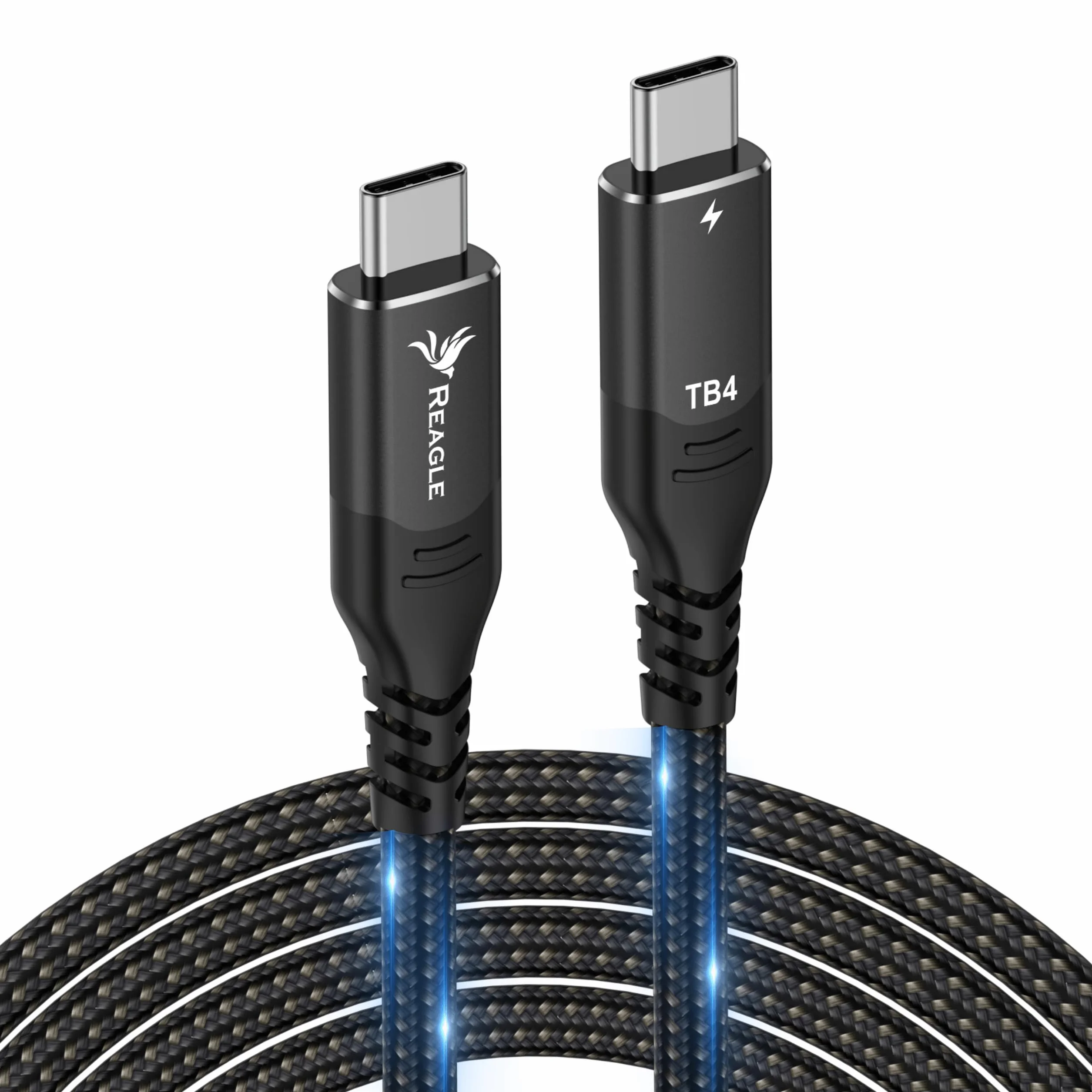 Reagle Kabel Thunderbolt 4 USB-C Do USB-C 2M, 40 Gbit/s, Power Delivery 100 W, 8K 60 Hz, 4K 120 Hz, Kompatybilny Z MacBook Pro/Air, iPhone 17/16, iMac, USB4, Thunderbolt 3, Monitor, Dock, SSD
