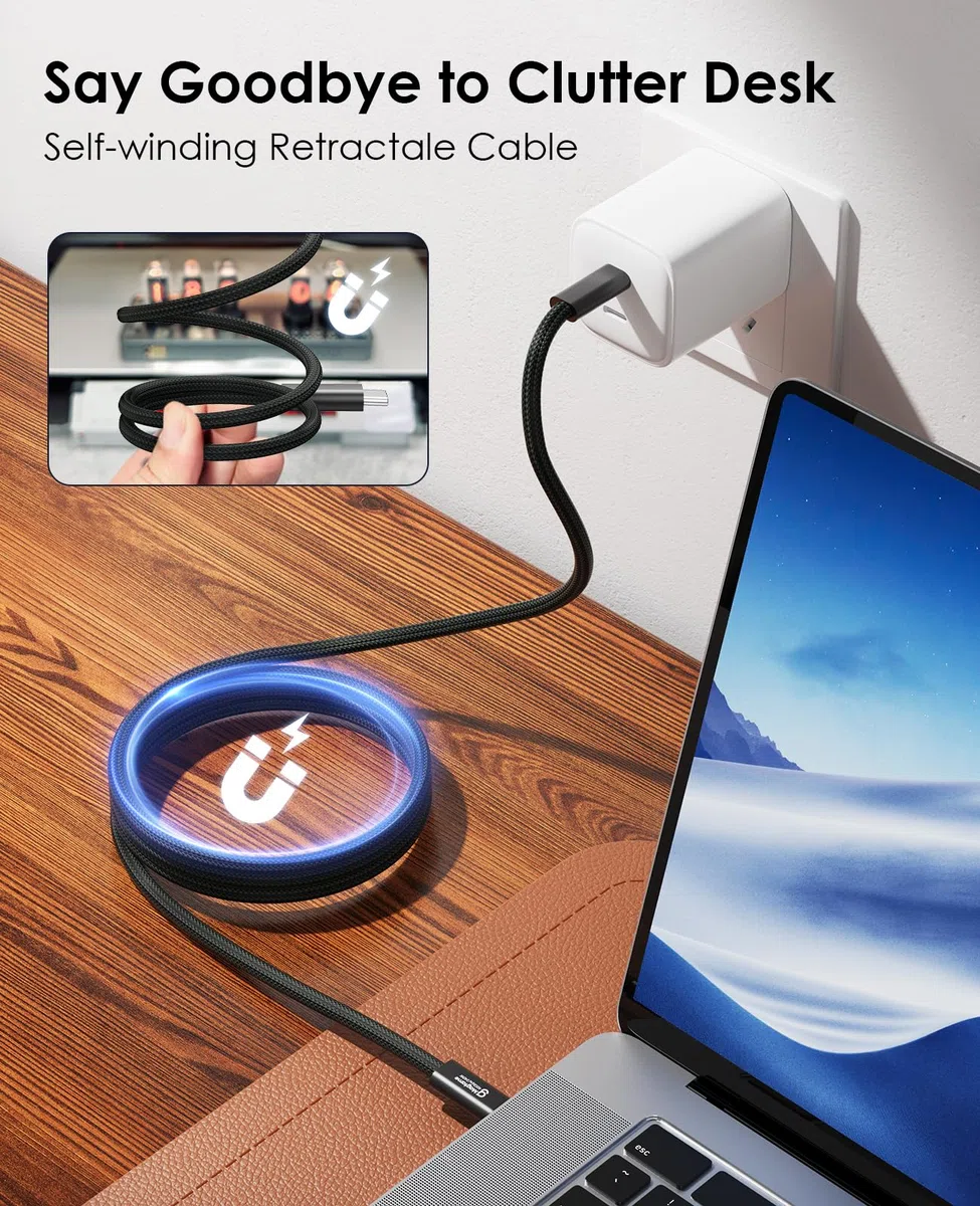 Kabel USB 4 240 W, 1,5 m, magnetyczny kabel USB C, obsługa wyświetlacza 8K 60 Hz, 4K 144 HZ 40 Gpbs, kabel USB C na USB C do telefonów 15Pro/15ProMax, do Mac_Booków, Hub USB C, stacja dokująca