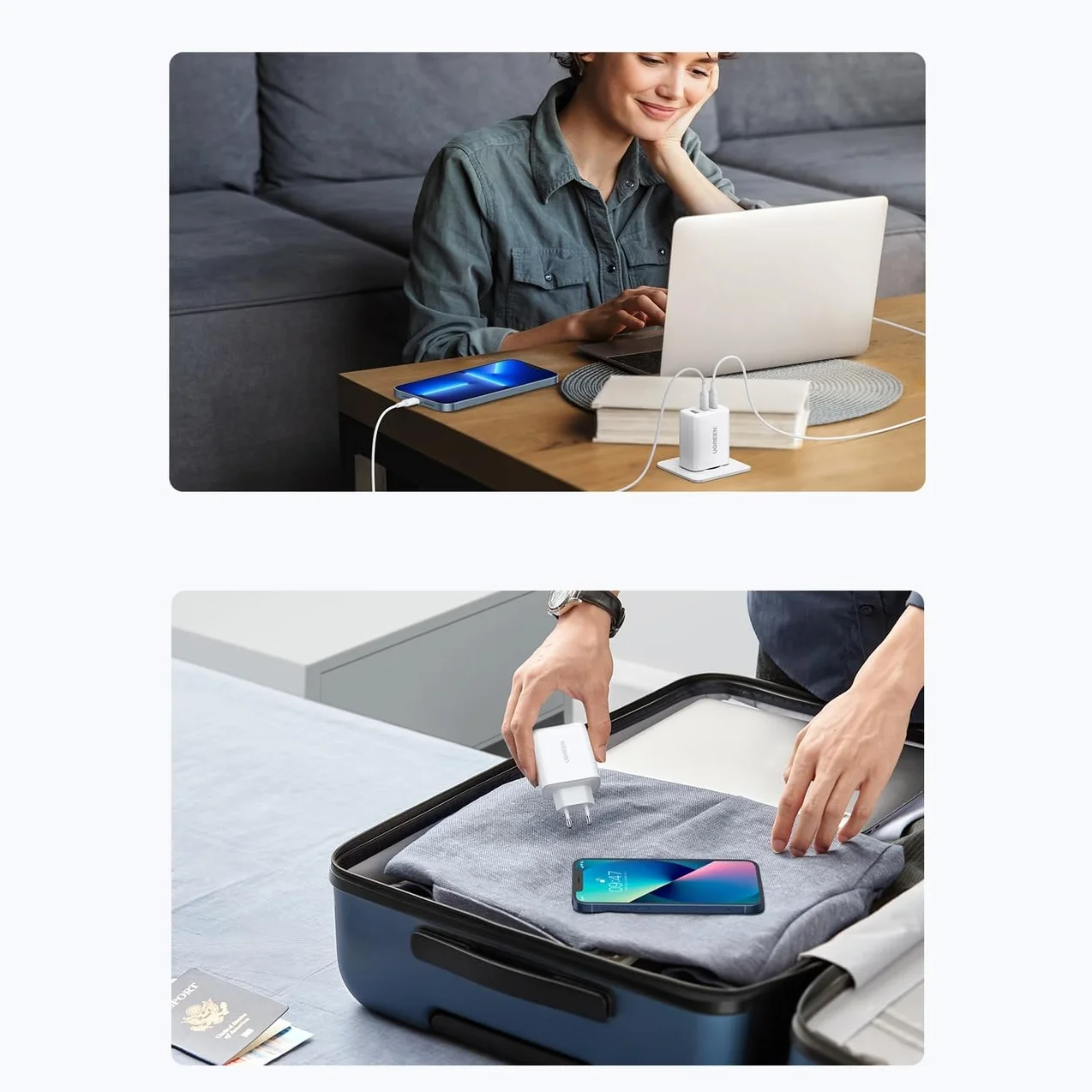 UGREEN Ładowarka ścienna CD275 65W 2x USB-C 1x USB Biała