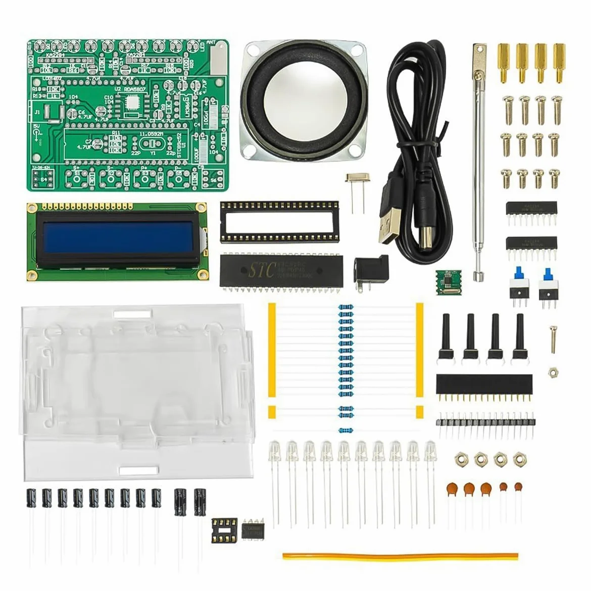 Zestaw radia FM DIY projekty lutowania Radio FM 87-108 MHz zestaw do lutowania wyświetlacz LCD1602 do nauki nauczania STEM edukacja DIY