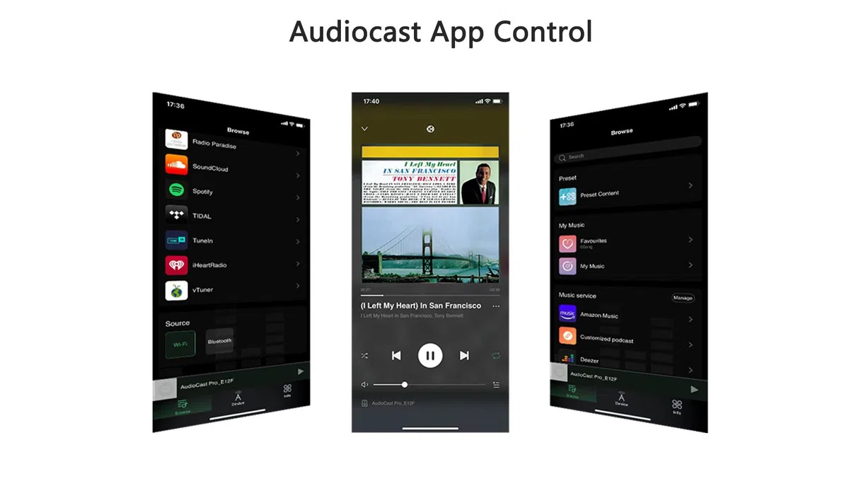 Audiocast Wielopokojowy bezprzewodowy odbiornik audio WiFi konwertuje głośniki przewodowe na AirPlay kompatybilny z Bluetooth i Ethernet