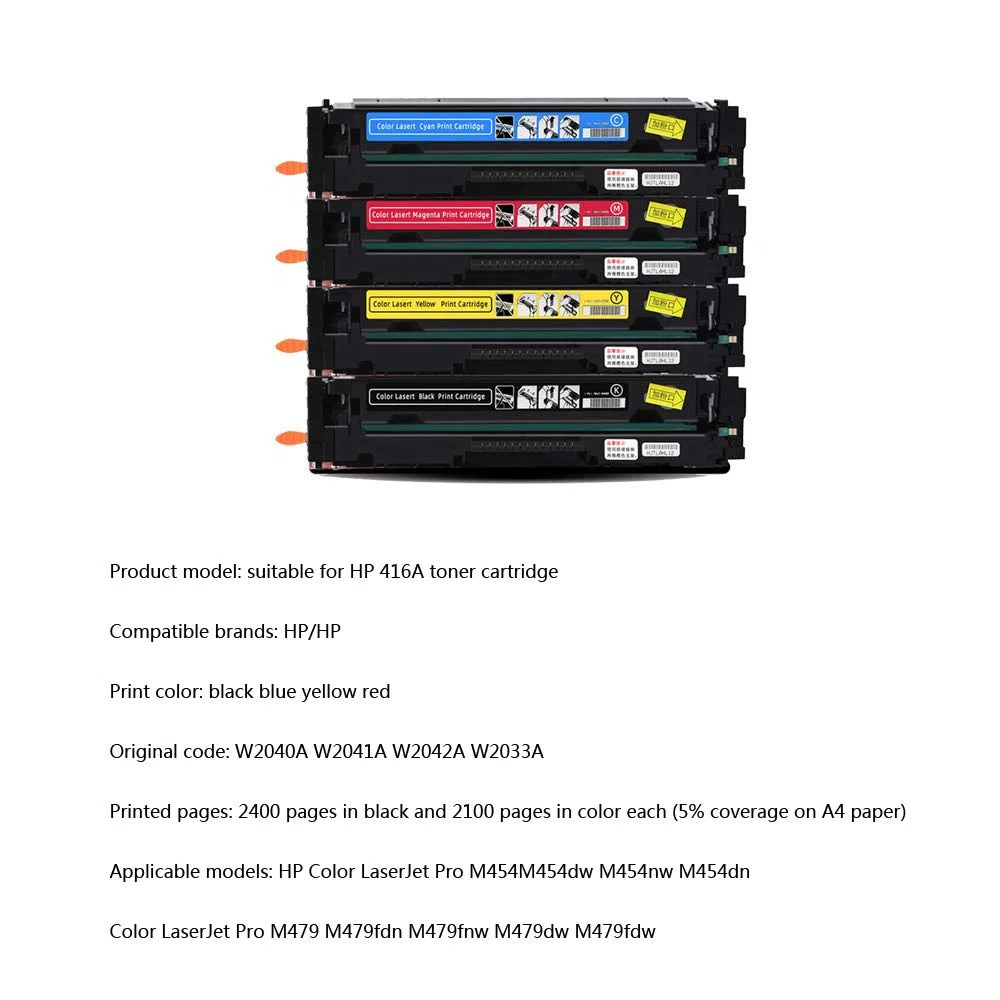 Wysokiej jakości toner 416A, kompatybilny z HP Color Laserjet Pro M454m454dw M454nw M454dn, czarny