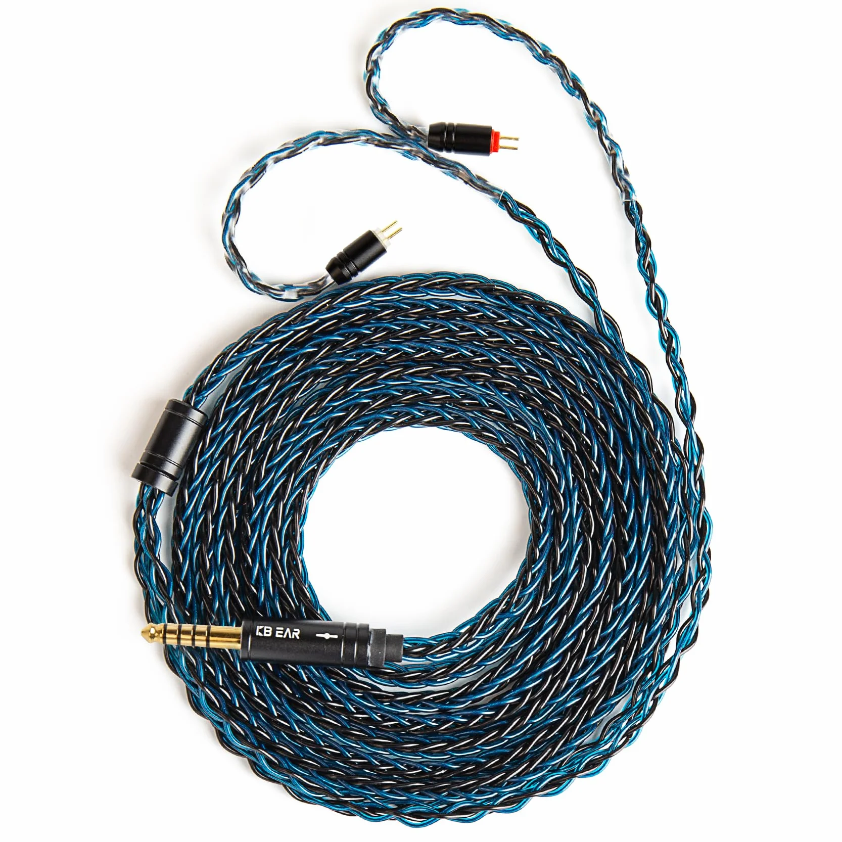 KBEAR ST12 Plus 2-pinowy 2-pinowy zamienny kabel do słuchawek do monitorowania uszu, posrebrzany kabel słuchawkowy HiFi do KZ ZST/AS10/ZS10/CCA C10/C12 (niebieski-czarny, 2-pinowe 4,4 mm)