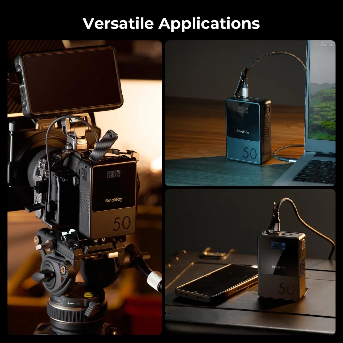 SMALLRIG Bateria VB50 mini V Mount, 3400mAh (50Wh / 14,8V) z Ekranem OLED, Szybkie łAdowanie 45W PD USB-C, D-TAP i USB-A, PodwóJne Porty DC, Kompaktowa V Lock Battery do Aparatów, Monitorów - 3579B