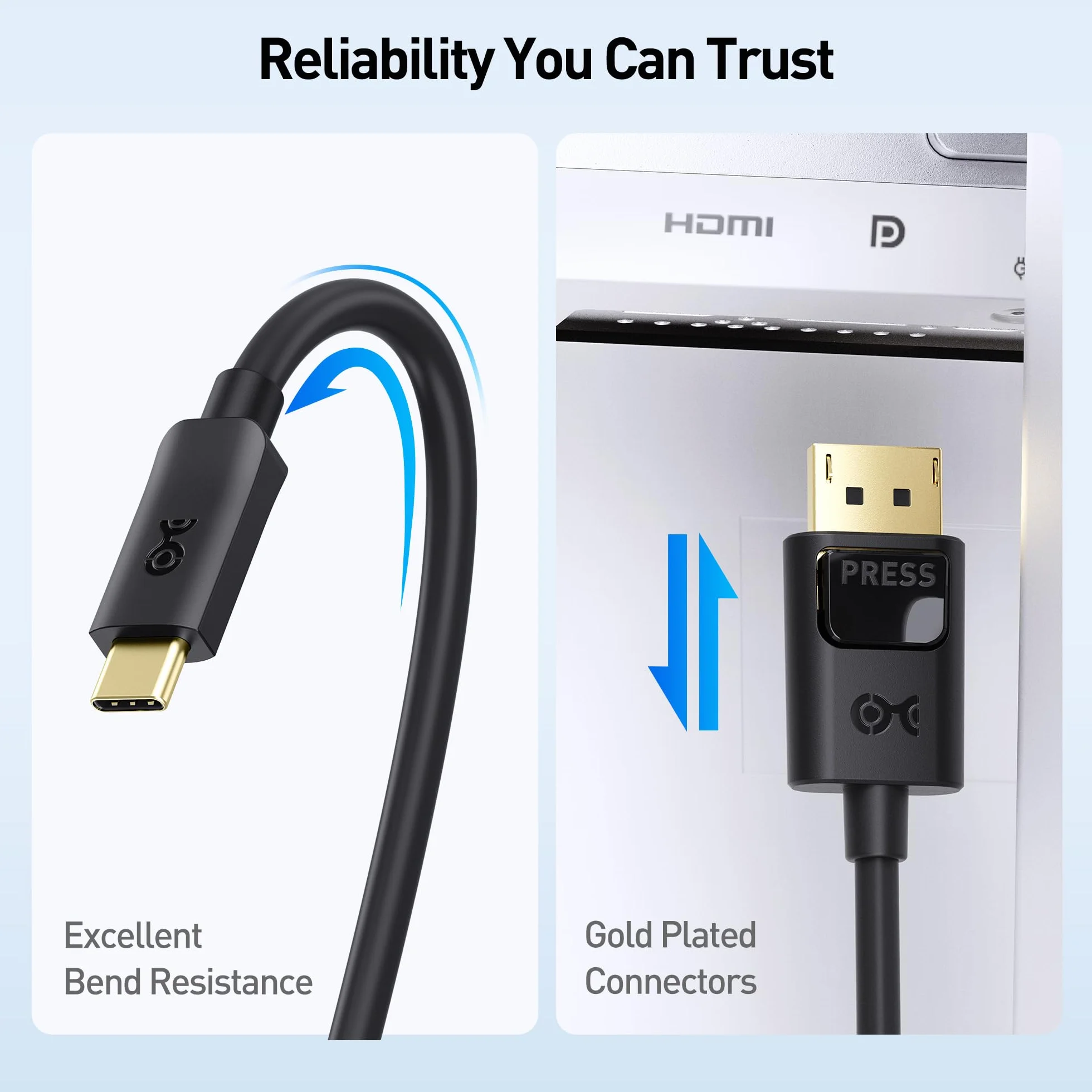 Cable Matters 2-pak, kabel USB-C na DisplayPort w kolorze czarnym - 1,8 m