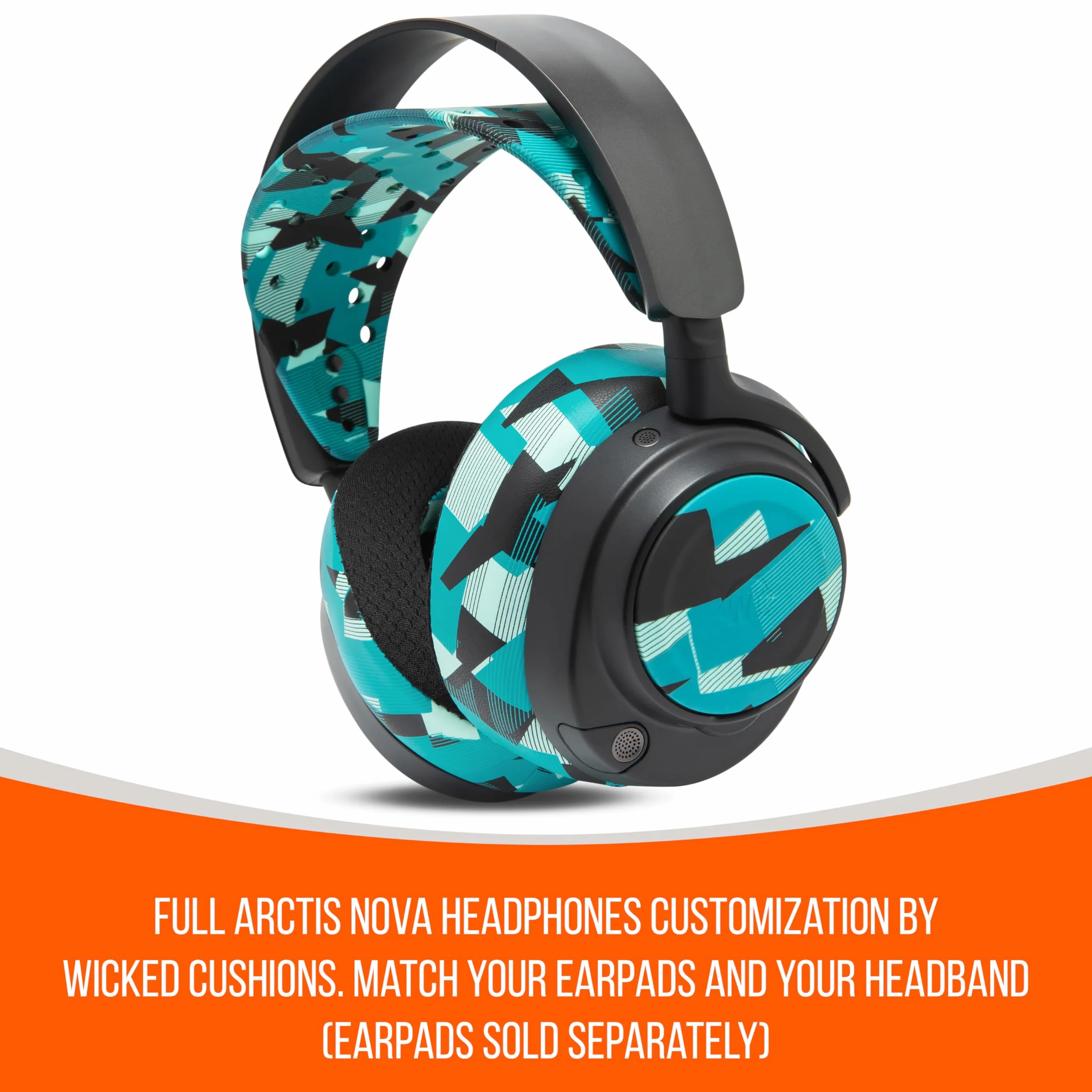 WC HeadbandZ Arctis Nova V2 - ulepszony szeroki silikonowy pałąk kompatybilny ze słuchawkami Arctis Nova firmy Wicked Cushions | Szersza konstrukcja rozkładająca ciężar | Cyan Prism