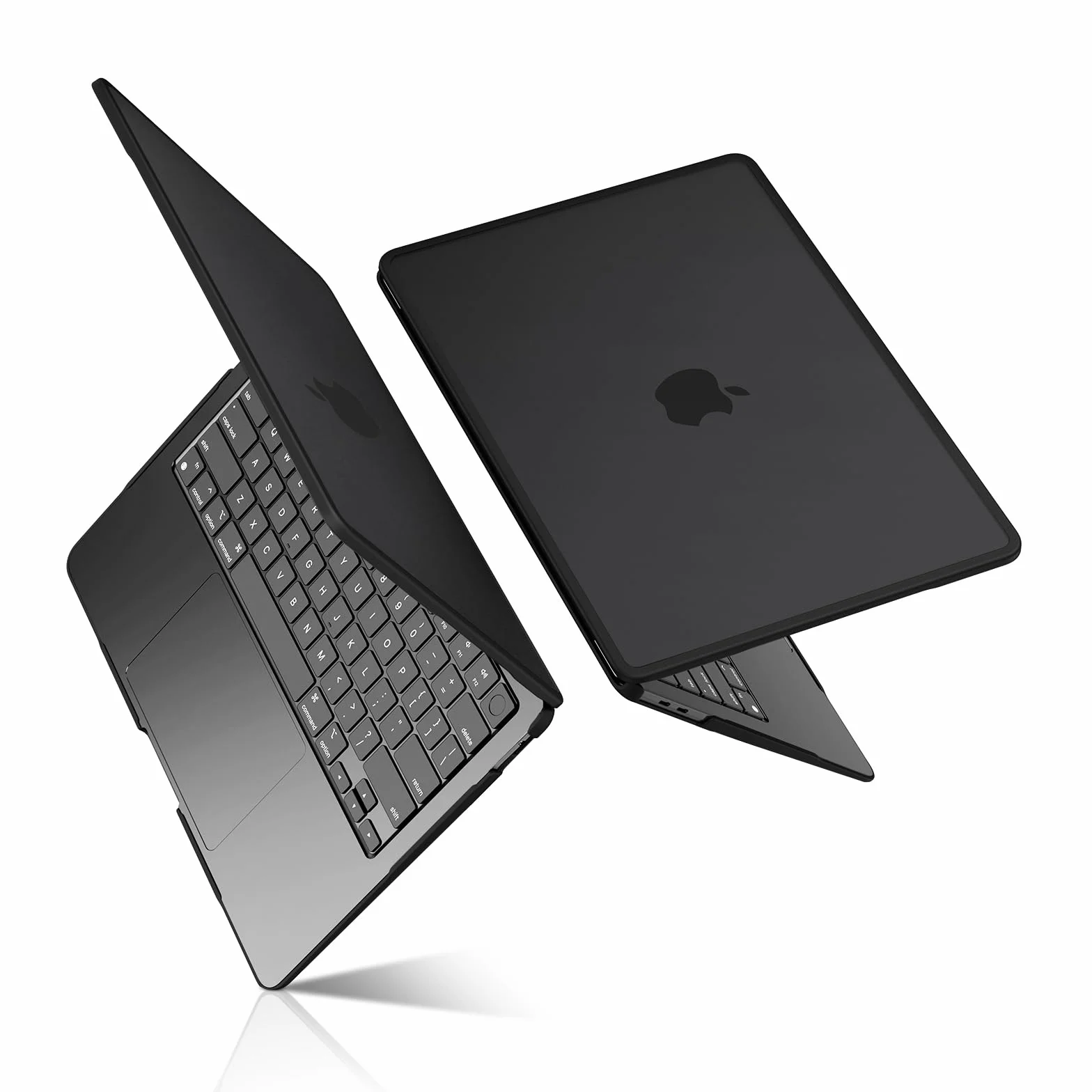 BlueSwan Etui kompatybilne z Macbook Air 13" M1 A2337 A2179 A1932, wydane w latach 2021-2018, Ramka TPU odporna na Pęknięcia + Matowa Osłona PC - Matowa czerń