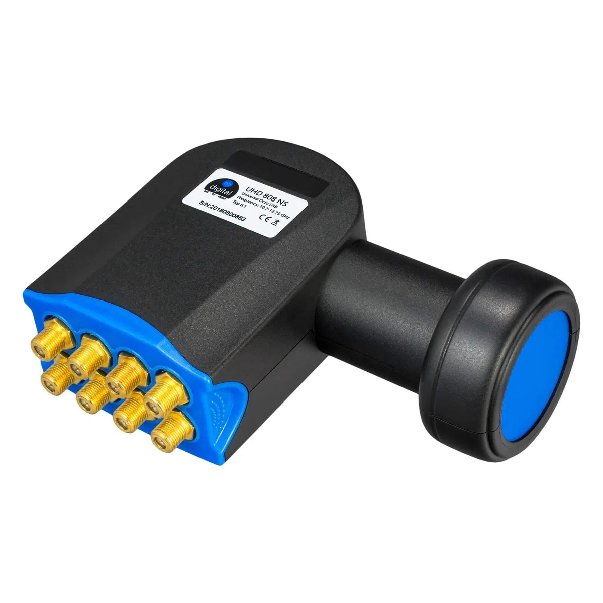 hb-digital Octo Ultra LNB NS LNC dla 8 uczestników/odbiornika [test bardzo dobry] bezpośrednie przyłącze Full HDTV 4K – pozłacane styki – nasadka chroniąca przed warunkami atmosferycznymi (przesuwana