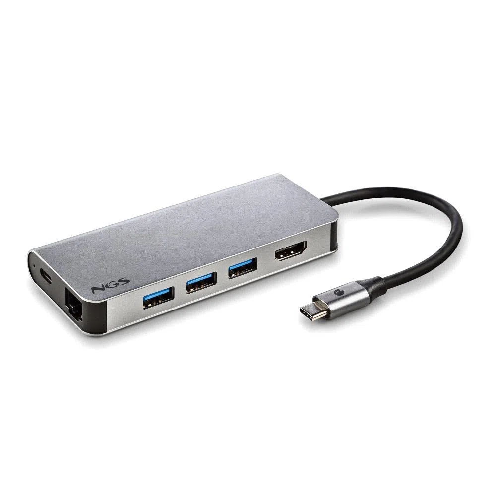 NGS WONDER DOCK 8-8 w 1, hub USB-C, adapter wieloportowy (USB 3.0, USB-C, z ładowaniem PD, HDMI, czytnikiem kart SD/TF oraz LAN - RJ45). Kompatybilny z urządzeniami z USB-C