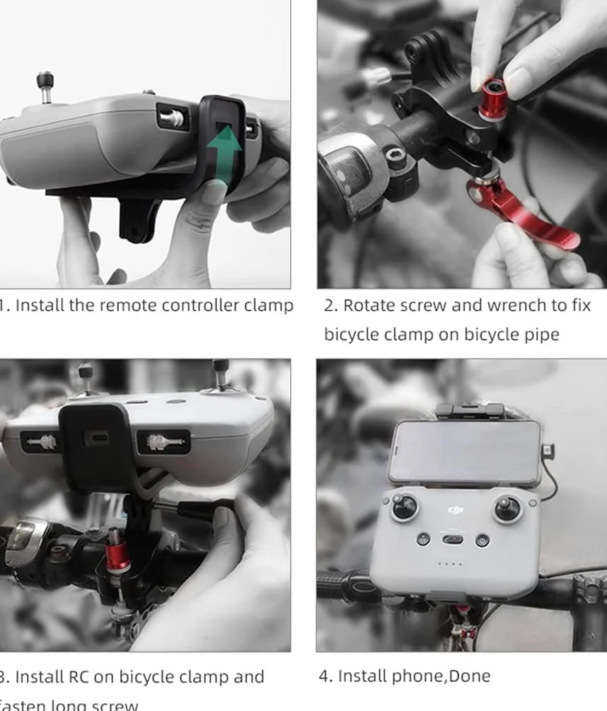 Gdraco Mavic Air 2 uchwyt rowerowy na pilot zdalnego sterowania Air 2S jazda uchwyt na pilot zdalnego sterowania metalowy uchwyt do drona DJI Mini 3 Pro RC-N1/ Mavic 3/Mini 2/ Mavic Air 2 dron
