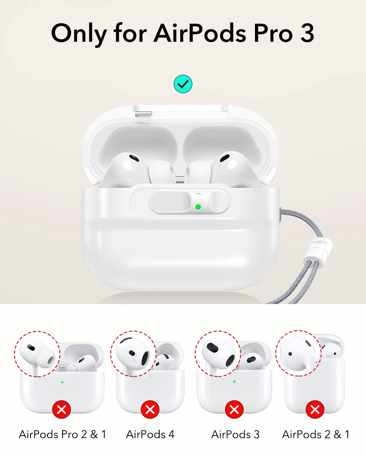 ESR Etui na słuchawki AirPods Pro (2025) z zamkiem, seria Pulse, białe