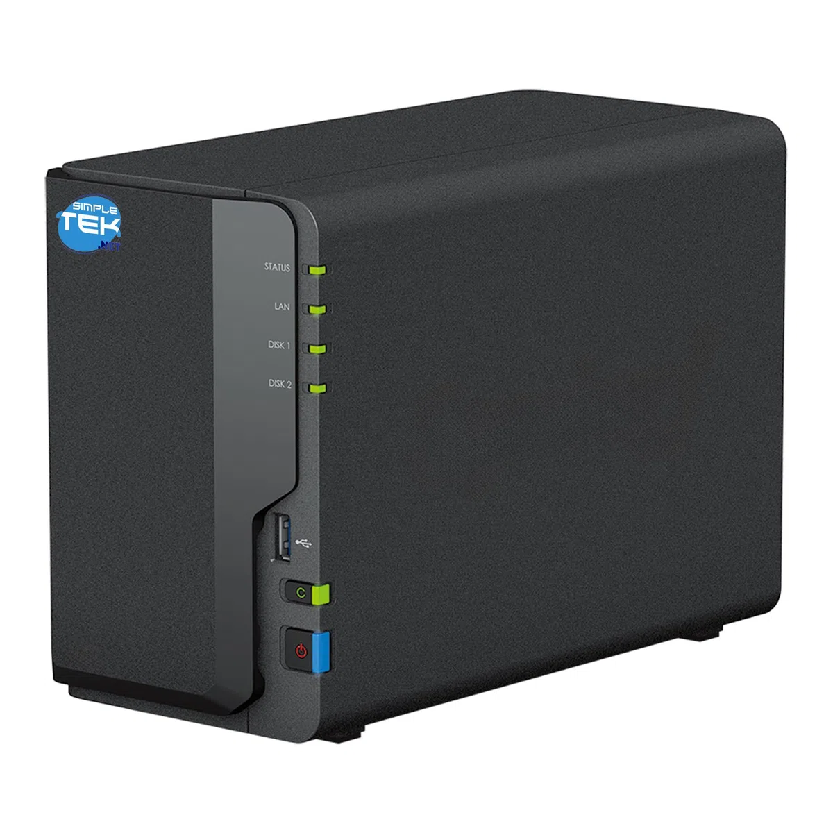 SIMPLETEK - 2-kieszeniowe urządzenie sieciowe NAS z podwójnym dyskiem HDD 1TB+1TB, Gigabit Ethernet LAN, kopiowanie USB, 2 GB DDR4