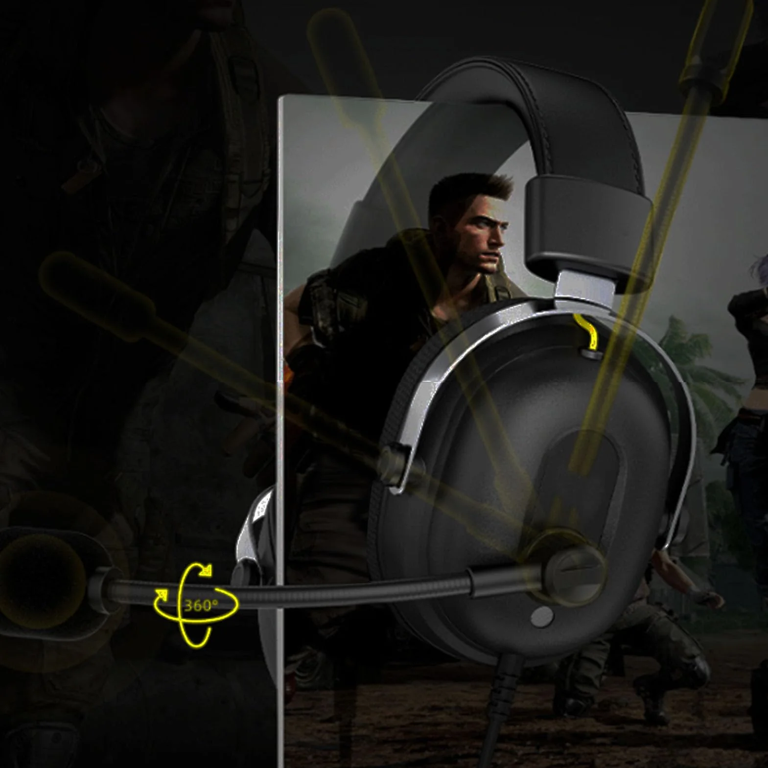 Generic Przewodowy Zestaw Słuchawkowy do Gier USB Wciągający Dźwięk Przestrzenny 7.1 do Laptopa, Tryb Dźwiękowy RPG FPS