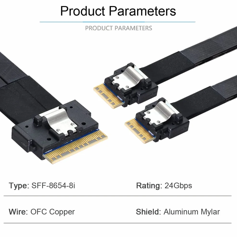 PCI-E Ultraport Slimline SAS 4.0 SFF-8654 8i 74-pin do podwójnego SFF-8654 4i 38-pin kabel 40 cm