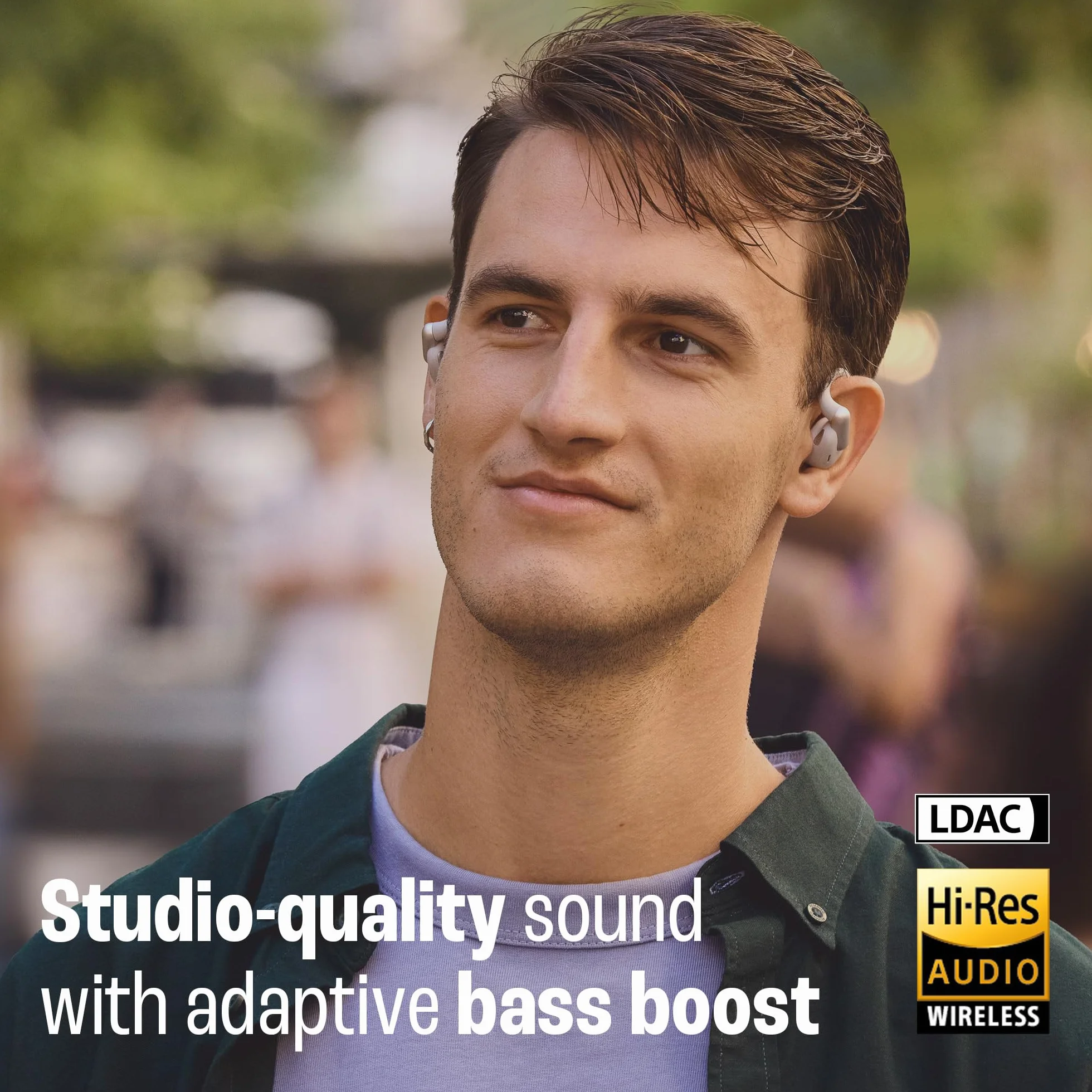 JBL Sense Pro, Bezprzewodowe Słuchawki Douszne, Fioletowe | Otwartą Konstrukcją i Zaczepem na Ucho, JBL OpenSound, 38 Godziny Działania, Odporne na Wodę i Kurz IP55