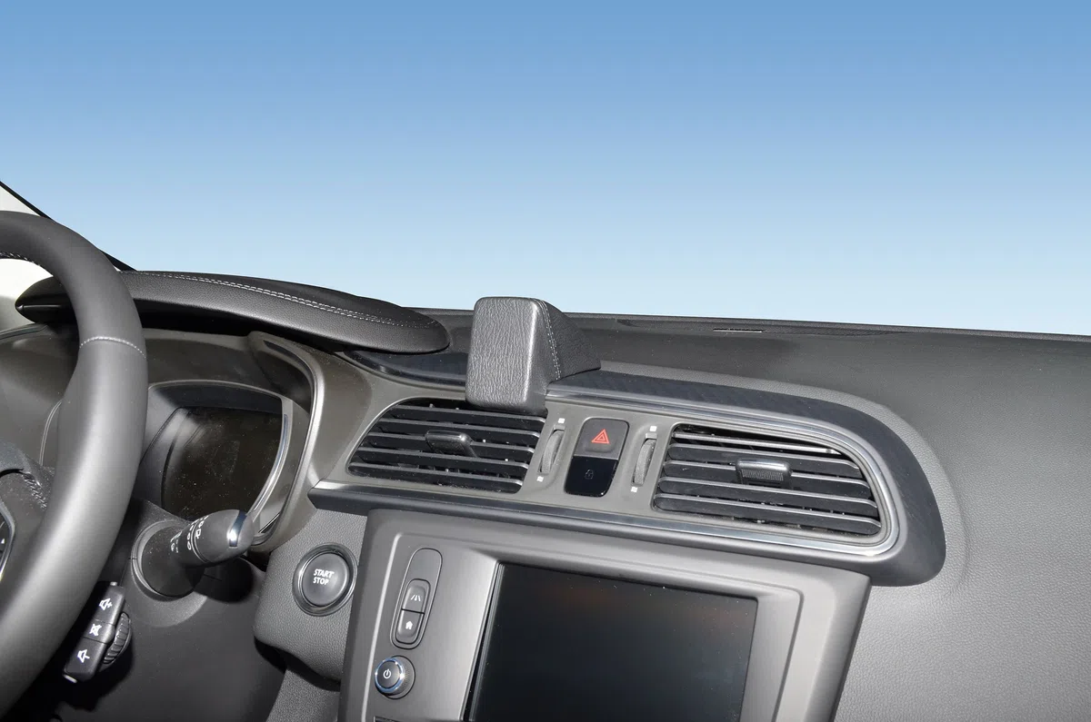 KUDA Uchwyt na telefon komórkowy pasujący do Renault Kadjar od 2015 roku – konsola telefoniczna do smartfonów, telefonów komórkowych, nawigacji i wielu innych – konsola ze sztucznej skóry, czarna,