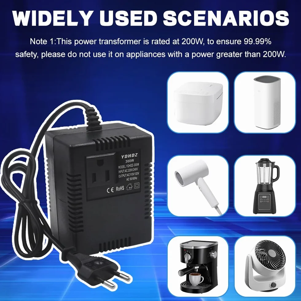 Przetwornica napięcia, transformator 220 V na 110 V, 300 W adapter sieciowy krok w dół, adapter prądu podróżnego, przetwornica napięcia z wtyczką, do komputerów, mini kamer, oczyszczaczy
