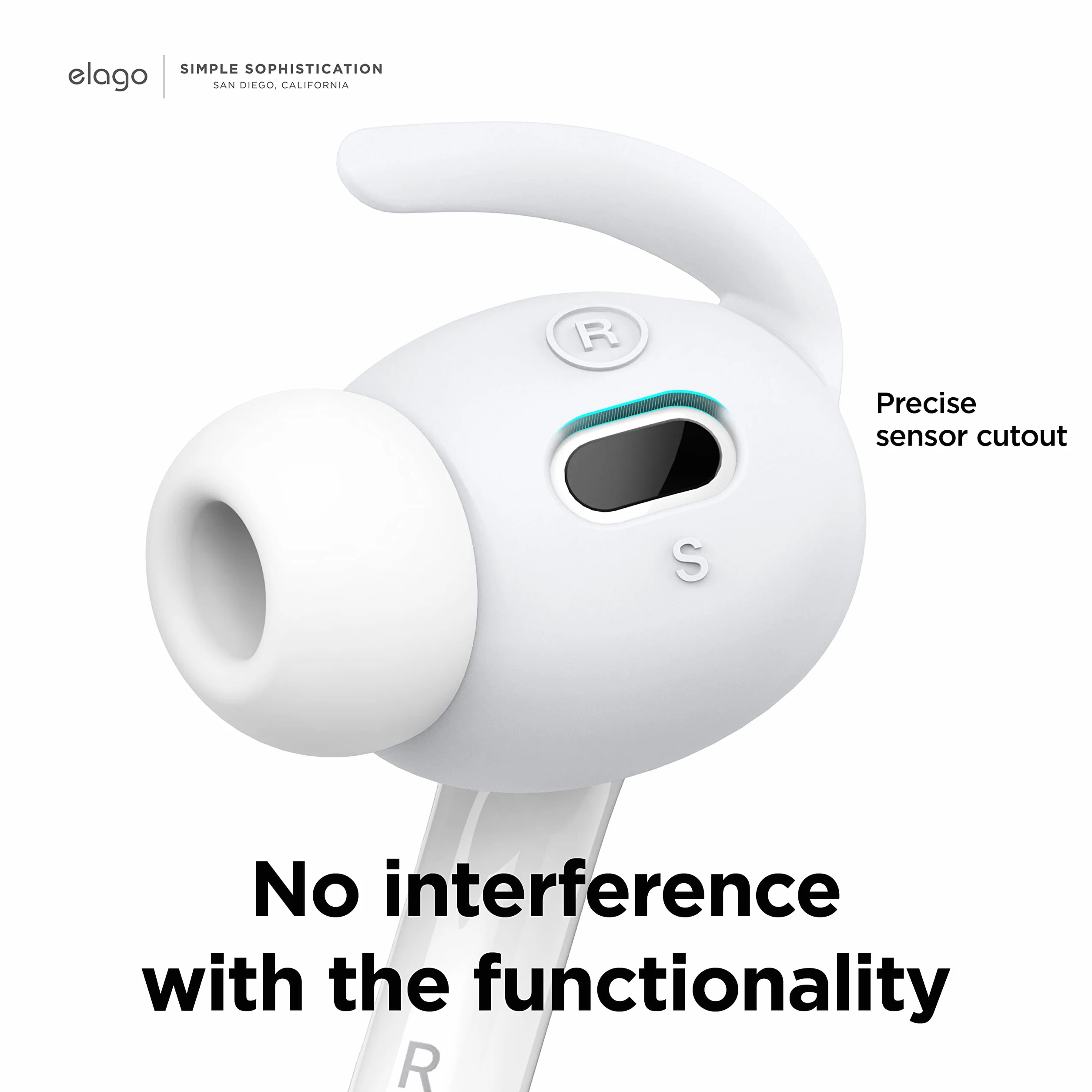 elago [4 pary] Etui na haczyki uszne kompatybilne z AirPods Pro 2-Ear Hook, wygodne i bezpieczne dopasowanie, ulepszona jakość dźwięku (niebieski fosforyzujący)