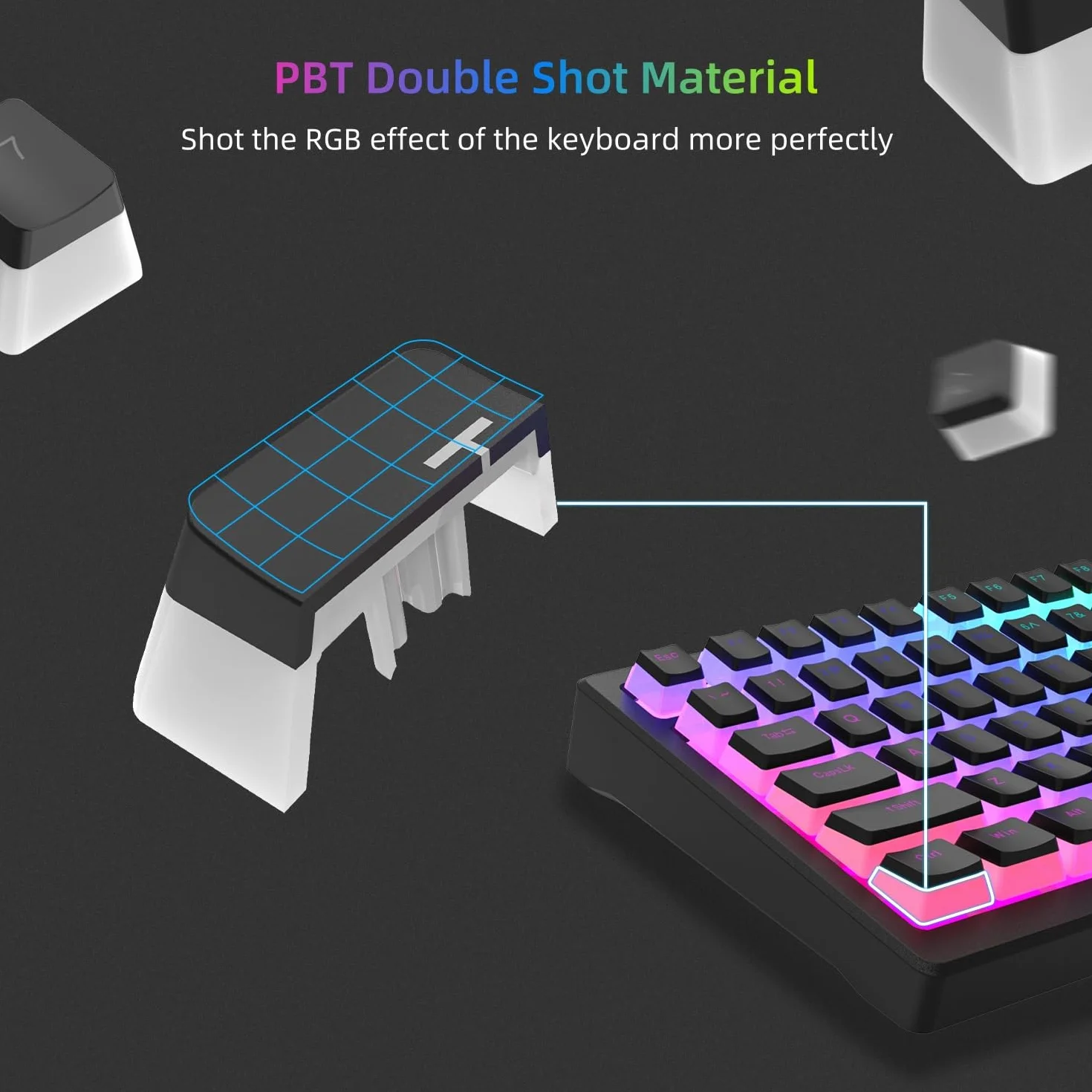 Klawisze PBT Keycaps 165 niestandardowy zestaw nasadek klawiszy profil OEM przezroczyste czarny