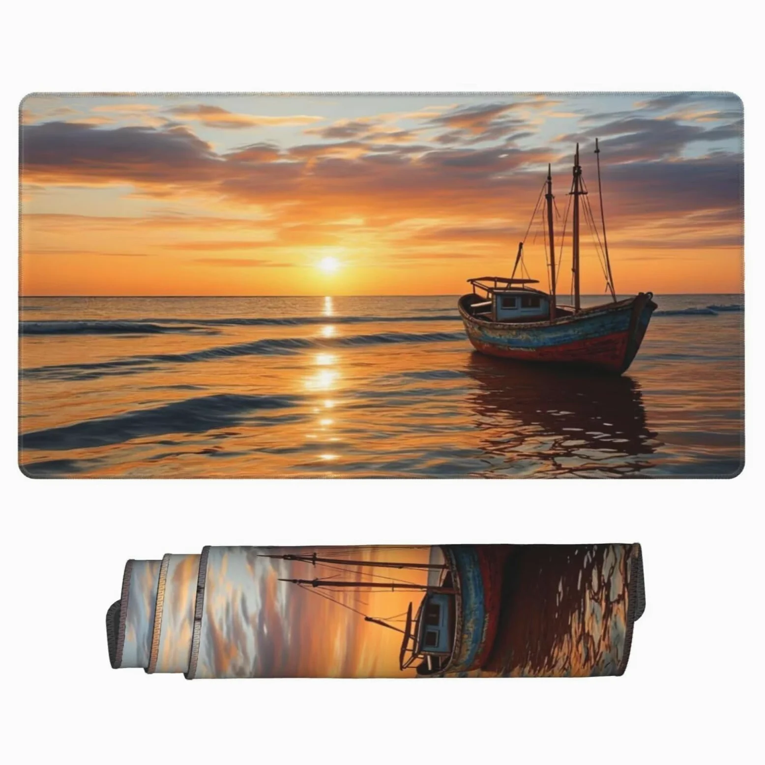 Gamingowa podkładka pod mysz XXL 1200 x 600 mm, podkładka pod mysz, ocean, duża, 120 x 60 cm, rozszerzona podkładka na biurko, akcesoria gamingowe z przyszytymi krawędziami dla poprawy precyzji i