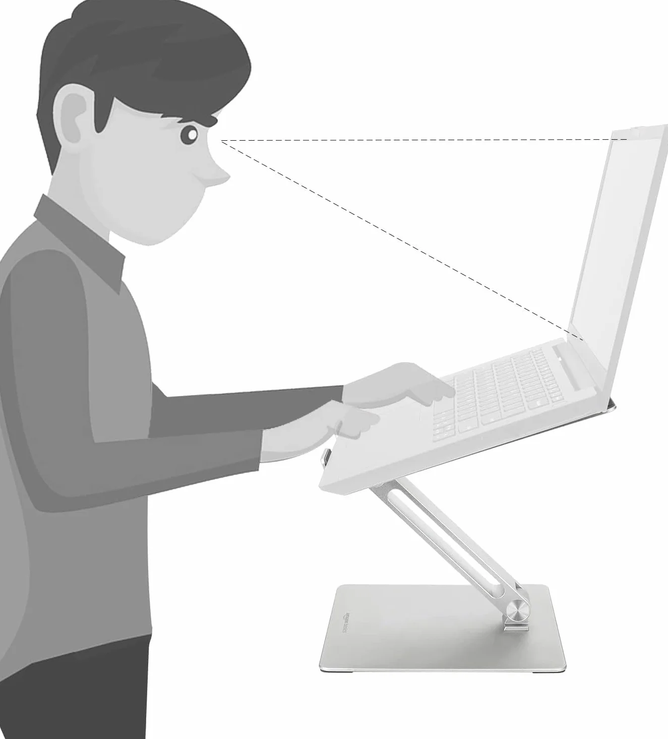 Amazon Basics – regulowana, ergonomiczna podstawka pod laptopa z pochłaniaczem ciepła, płynna regulacja wysokości i kąta nachylenia