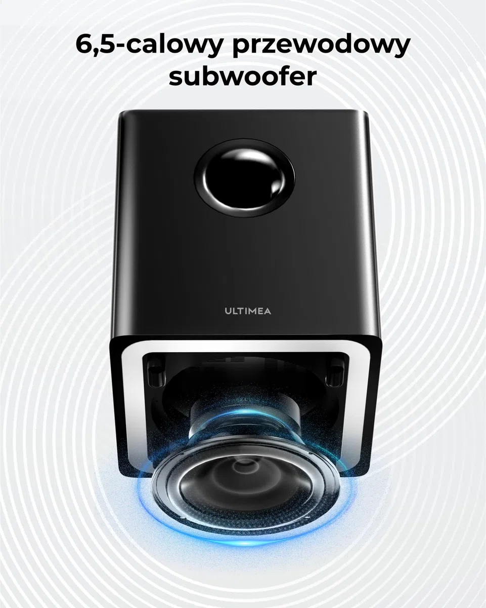 ULTIMEA 7.1ch Virtual Surround Sound Bar, soundbar do telewizorów z 2 głośnikami Surround, system dźwięku przestrzennego do telewizorów ze światłem RGB, subwooferem 6,5", aplikacją, HDMI/Opt/AUX/BT,