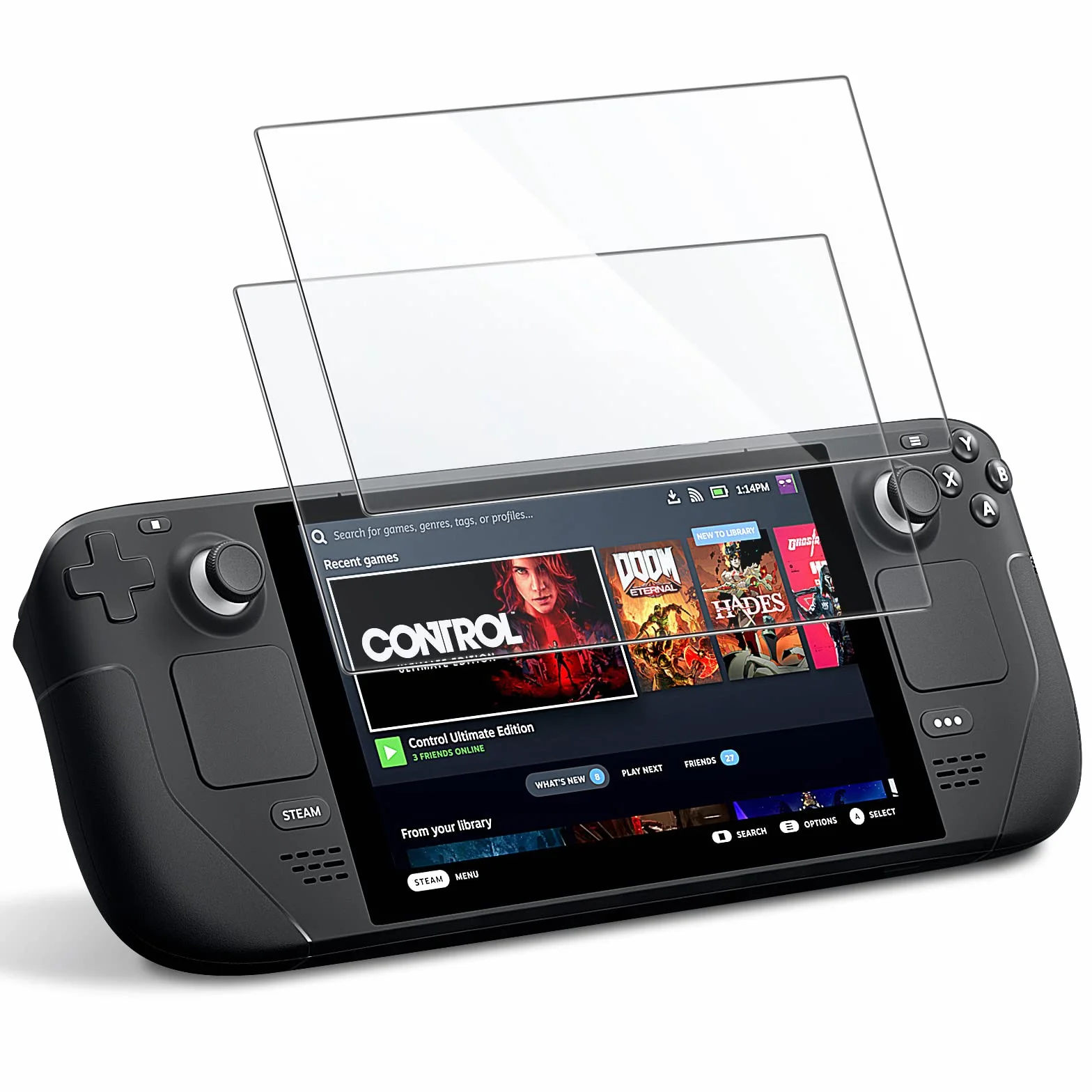 JETech Ochraniacz Ekranu dla Steam Deck OLED 7,4-Cala (2023), Steam Deck 7 Cala (2021&2022), 9H Screen Protector Folia Szkło Hartowane Film, Odporna na Zarysowanie HD Wyczyść, 2 Sztuki