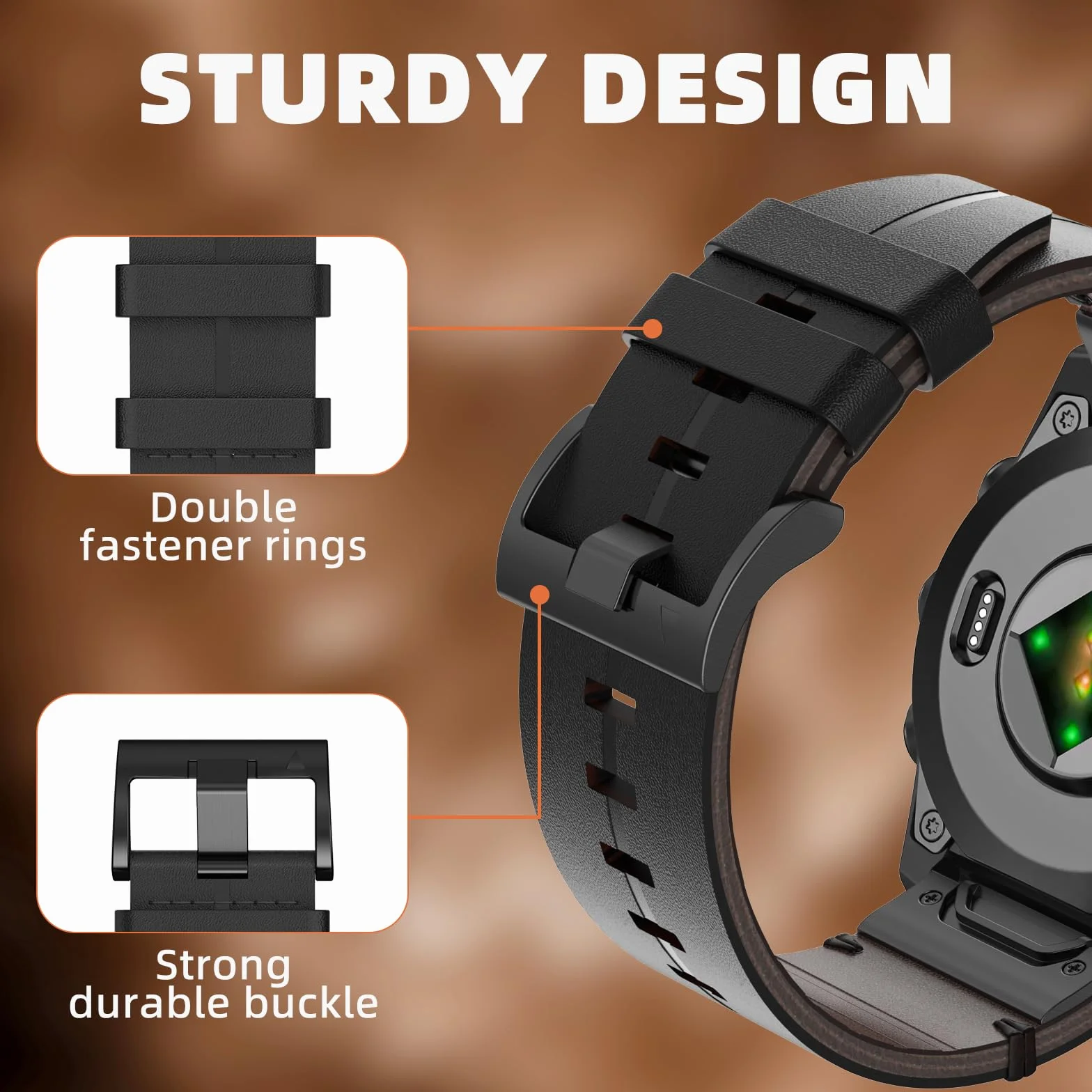 Skórzany pasek do zegarka Garmin Fenix 8 51 mm, Fenix 7X Pro / 7X / FEnix 6X Pro/6X/FEnix 5X Plus/5X, 26 mm, pasek do zegarka z szybkim zapięciem, do FENix 3/3 HR / Enduro 2/Quaitx 3/Epix 2 Pro 51 mm