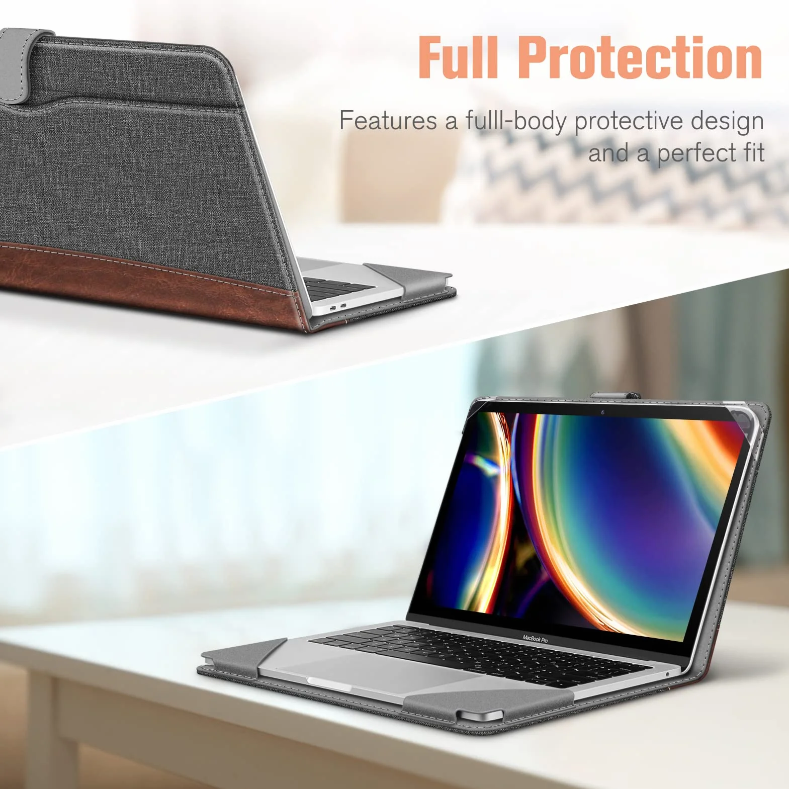Fintie etui kompatybilne z MacBook Air 13 A2337 (M1) / A1932 / A2179 (2020 2019 2018) i MacBooka Pro 13 (2016-2022) - Pokrowiec ochronny z kieszenią na dokumenty Odporne na wstrząsy, szary vintage