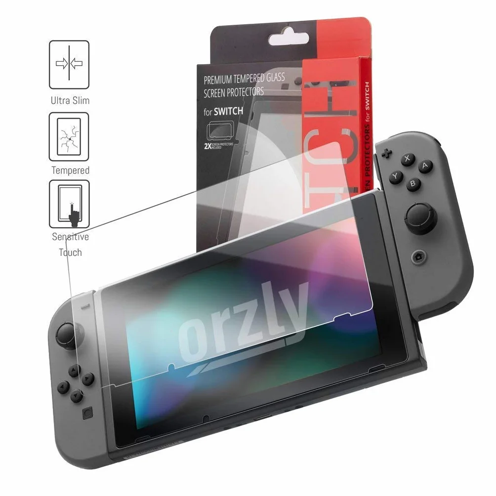 Nintendo Switch Akcesoria, Orzly Ultimate Pakiet do Nintendo Switch [Pakiet zawiera: Ochraniacze ekranu z hartowanego szkła, Kabel Typu C, Pokrowiec (Twarde etui), Komfortowe etui uchwyt itp...] -