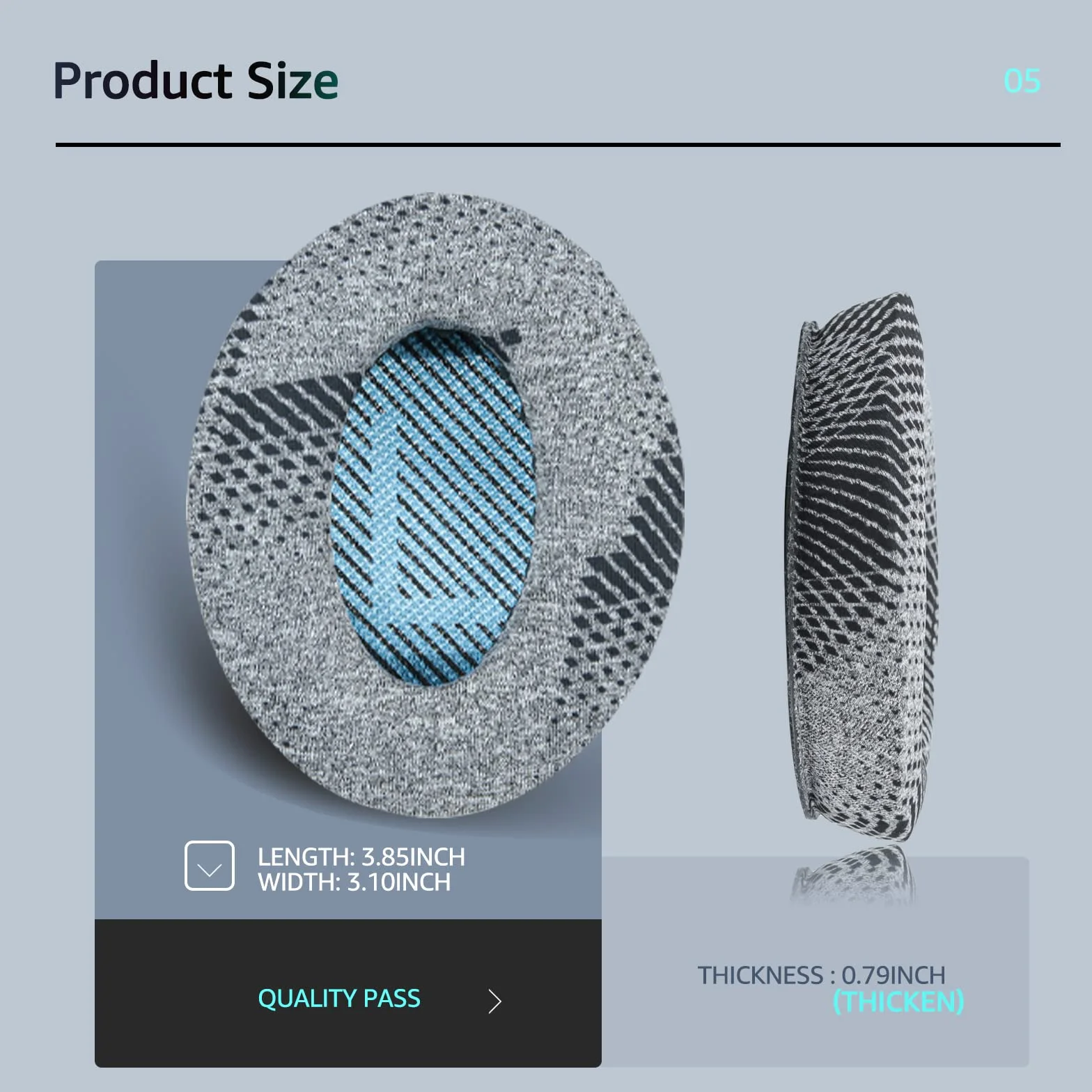 Cooling-Gel QuietComfort 35 / QC 35ii wymienne nauszniki do słuchawek Bose, kompatybilne z Bose QC45 QC35 QC25 QC2 QC15/ Around-Ear 2 AE2i AE2w/ SoundTrue i SoundLink Series (szara tkanina)