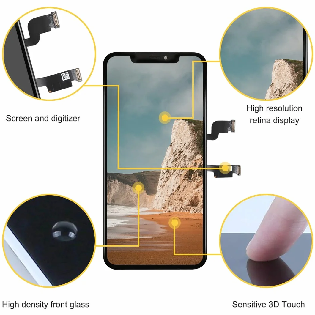 bokman Ekran dotykowy do iPhone XS Max, wyświetlacz i zamiennik ekranu dotykowego FHD (Face ID, programowalny True Tone (6,5")
