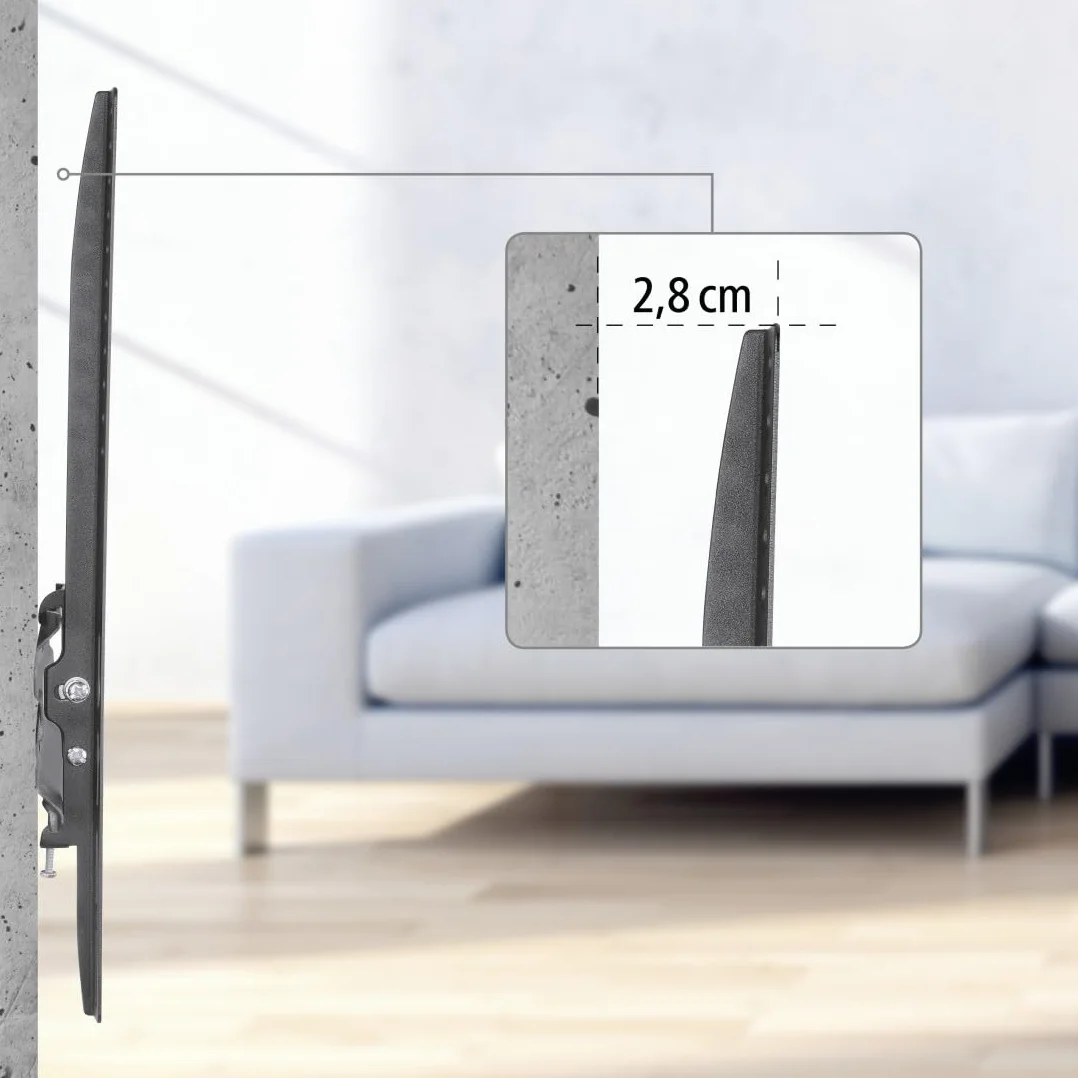 Hama Uchwyt ścienny do telewizora (płaski, 65",VESA 400x400, LCD/LED, do TV, na ścianie, pochyły, stalowy, maks. udźwig 35 kg, zawiasy ścienne) czarny