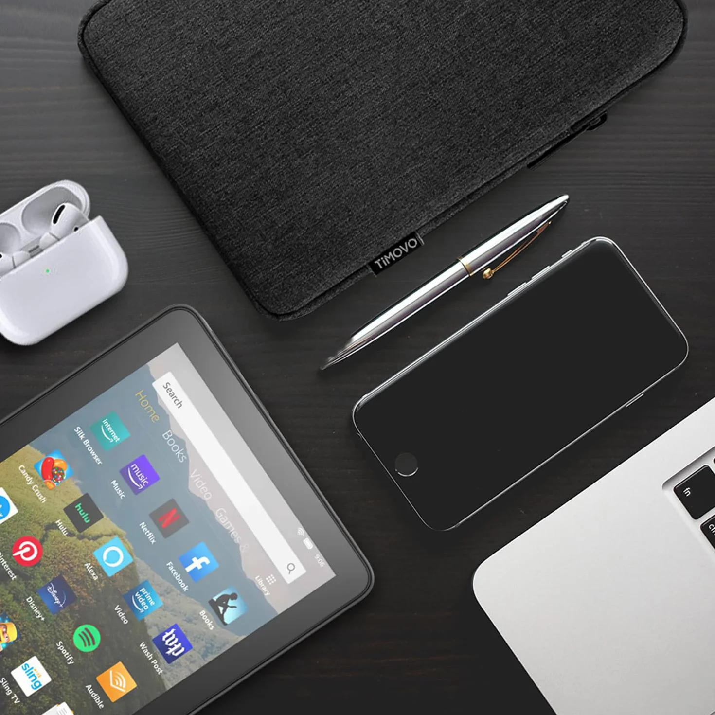 TiMOVO 8-9 Inch Tablet Sleeve Case for All-New iPad Mini 7 (A17 Pro, 2024), iPad Mini 6 (8.3-Inch, 2021), iPad Mini 5/4/3/2/1, Portable Protective Bag with Pockets for iPad Mini, Black