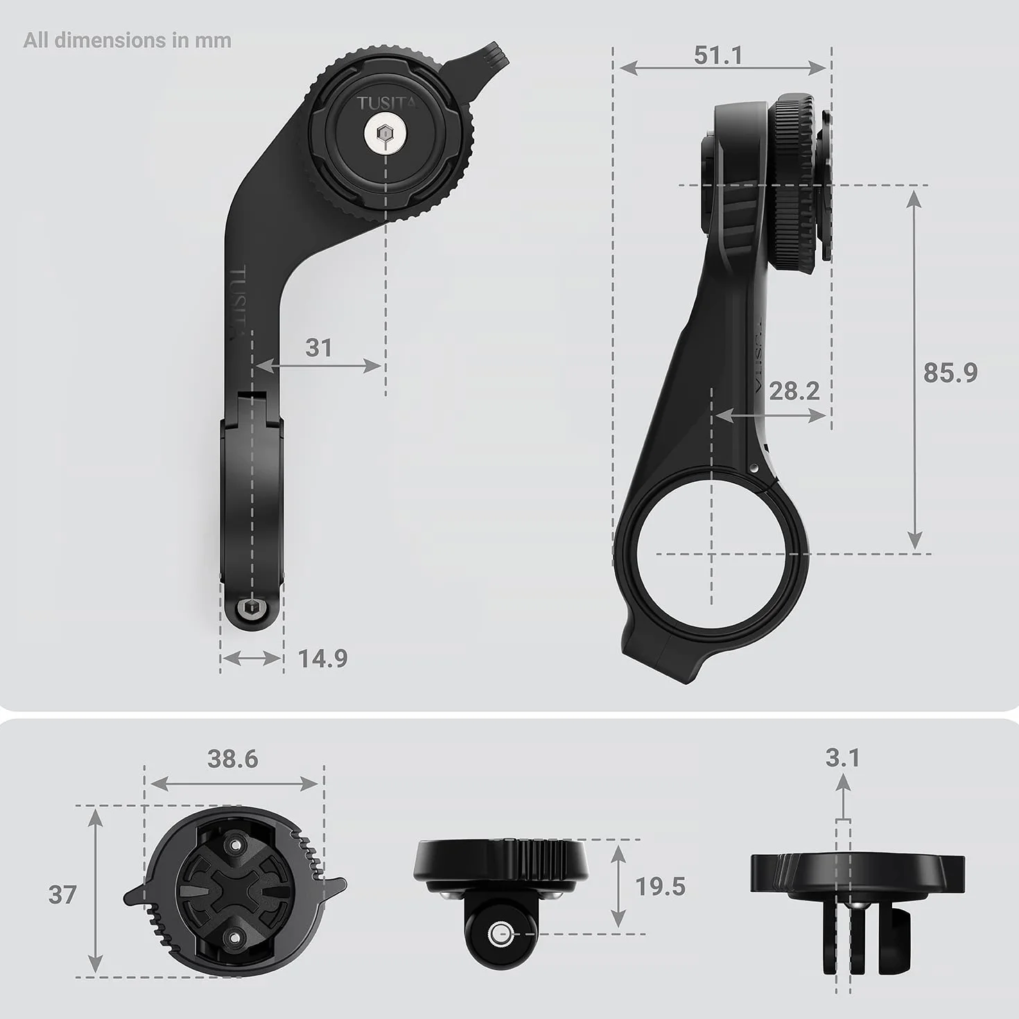 TUSITA Twist Lock Out Front Mount PRO - Kolarstwo