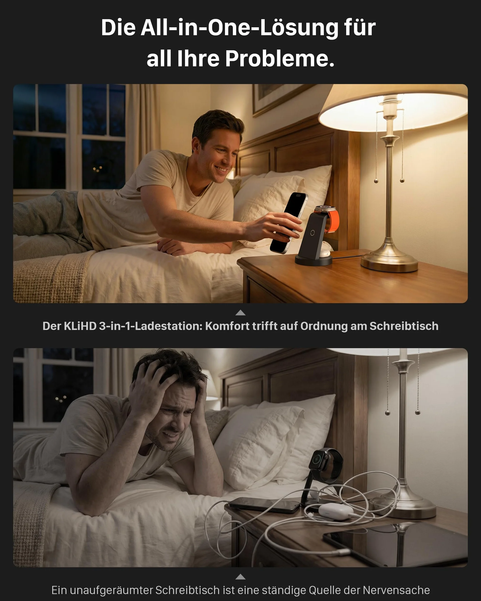 Bezprzewodowa ładowarka Stacja ładująca kompatybilna z Phone 17 Air 16e 16 15 14 13 12 11 X Pro Max & Ładowarki indukcyjne iWatch 11-2 z Pods 4 3 2 Pro z 18W Fast adapterem (Czarny)