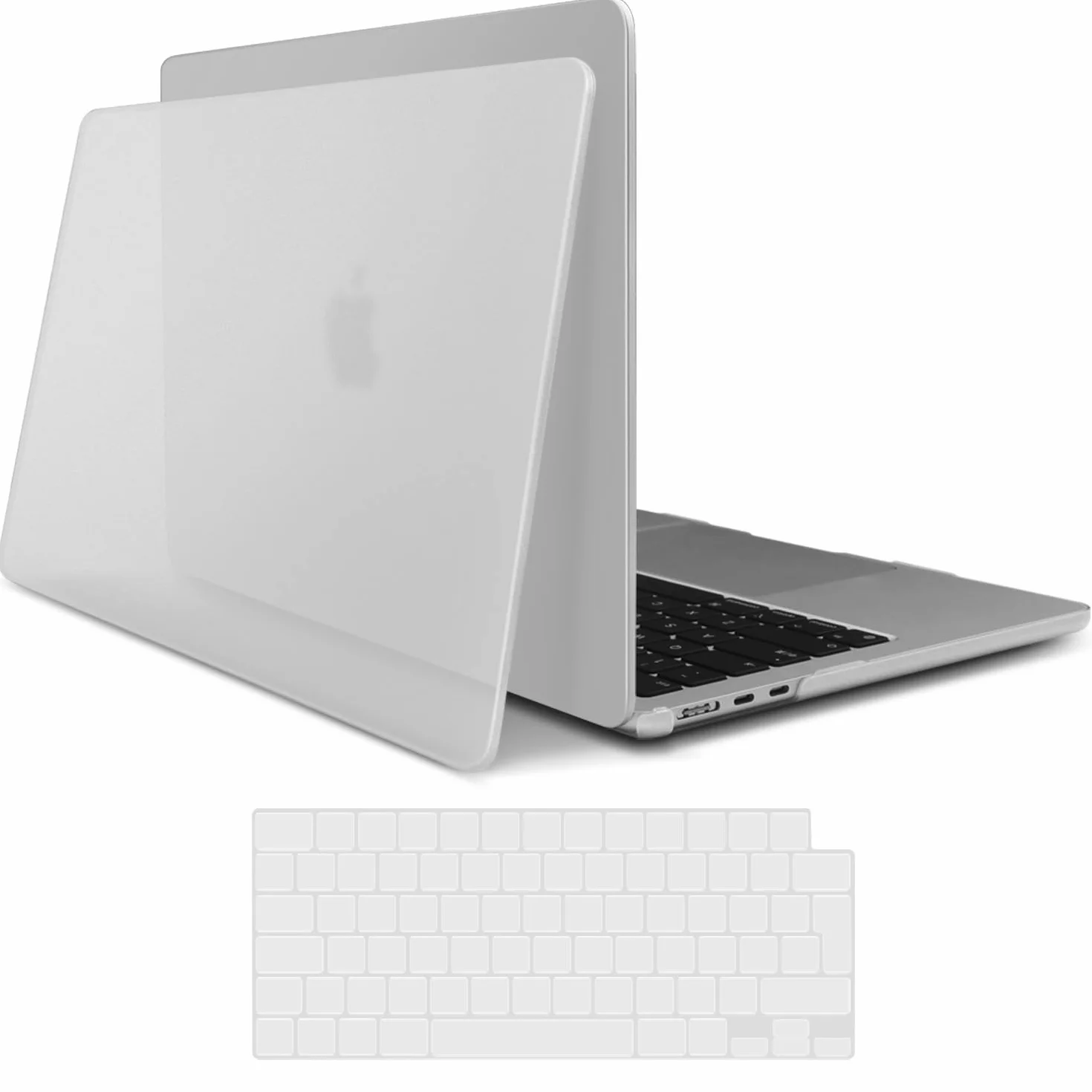 TECOOL Etui kompatybilne z MacBook Air M4 M3 M2 13,6" 2022/2024/2025 (A3240 A3113 A2681), odporne na odciski palców, ultracienkie etui ochronne z ochroną klawiatury (układ UE), matowe przezroczyste