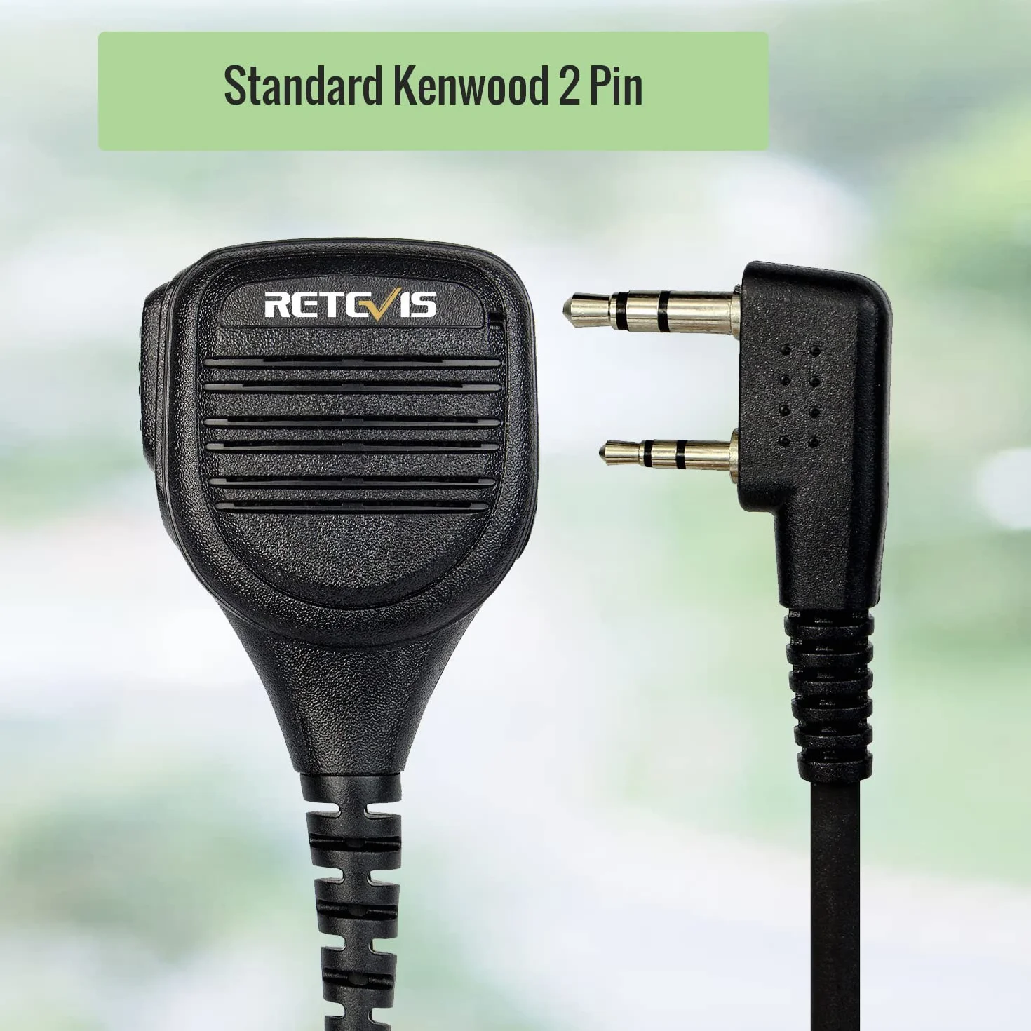 Retevis Dwukierunkowy Mikrofon Naramienny 2-Pinowy Kompatybilny z RT24 RT27 RT22 RT28 RT617 RT618 RT619 TYT Kenwood Walkie Talkie