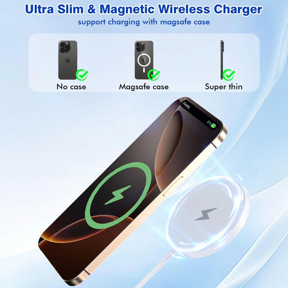 [Certyfikat Apple MFi] Magnetyczna bezprzewodowa ładowarka Apple Mag Safe, szybka bezprzewodowa ładowarka 15 W 15 W do Apple iPhone 16 Pro Max/16 Pro/16 Plus/15 Pro Max/14/13/12/AirPods3/2/Pro/Pro2