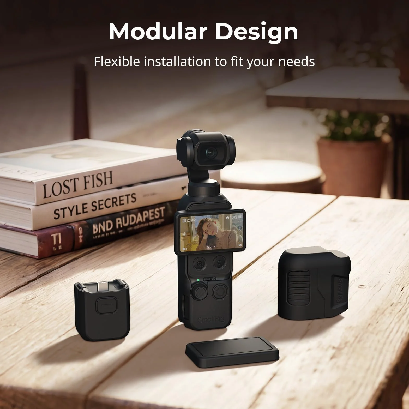 SMALLRIG Silikonowe Etui Ochronne do DJI Osmo Pocket 4, Modułowa Ochrona, Miękki Silikon, Hartowane Szkło Ochronne, Pasek na Nadgarstek 6007