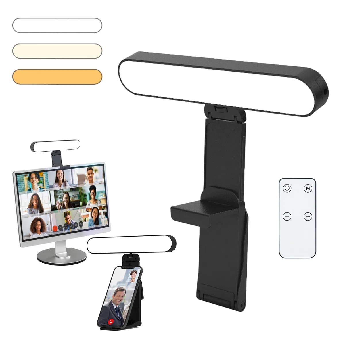 Lampa do wideokonferencji do laptopa i telefonu, lampa pierścieniowa na biurko ze stojakiem, lampa konferencyjna z zoomem, do rozmów wideo, selfie, makijażu, kamery internetowej, światło do