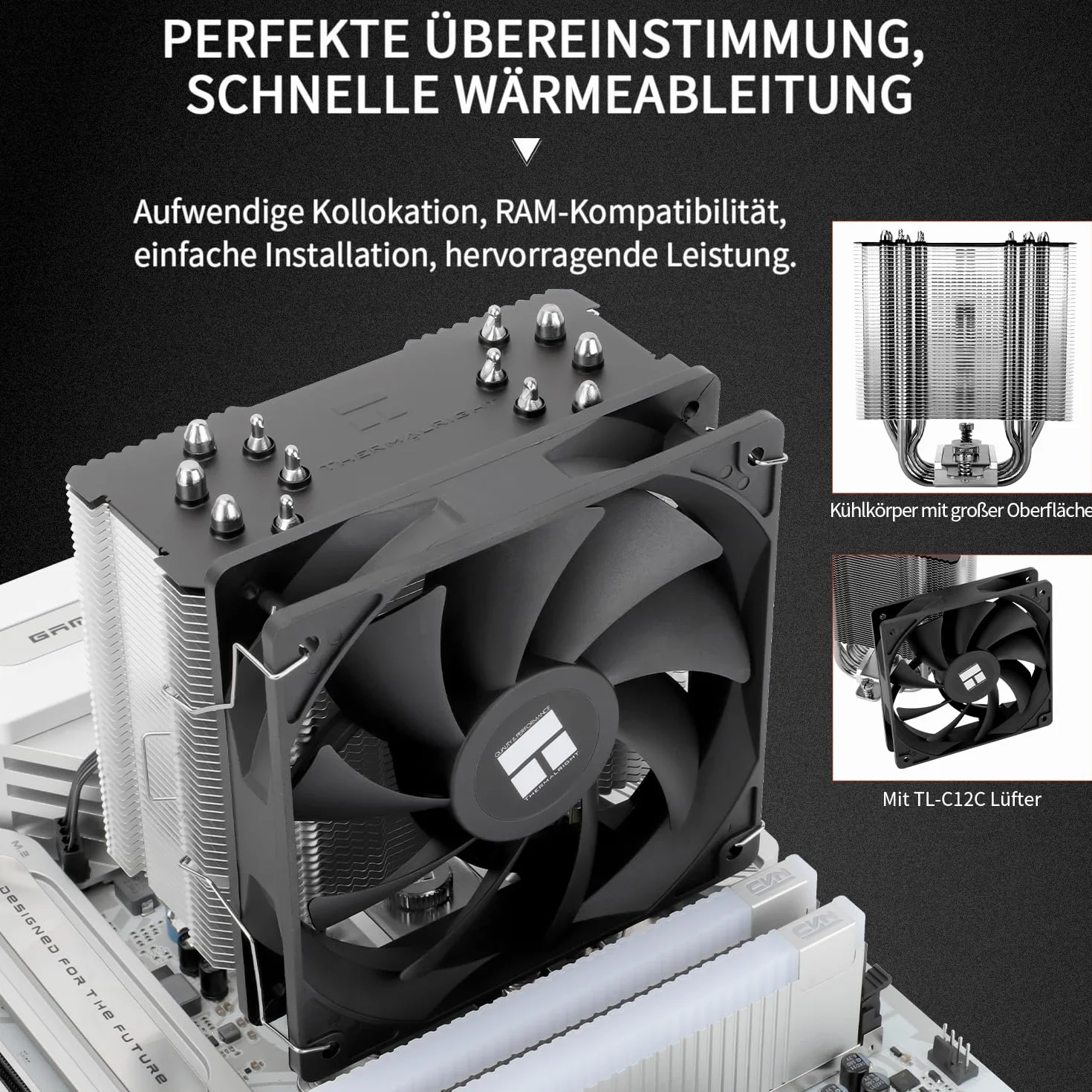 Thermalright Burst Assassin 120 SE CPU chłodnica powietrza, 6 rur cieplnych, TL-C12C PWM, 1550 RPM, AM4/AM5/Intel LGA1851/1700/1150/1200