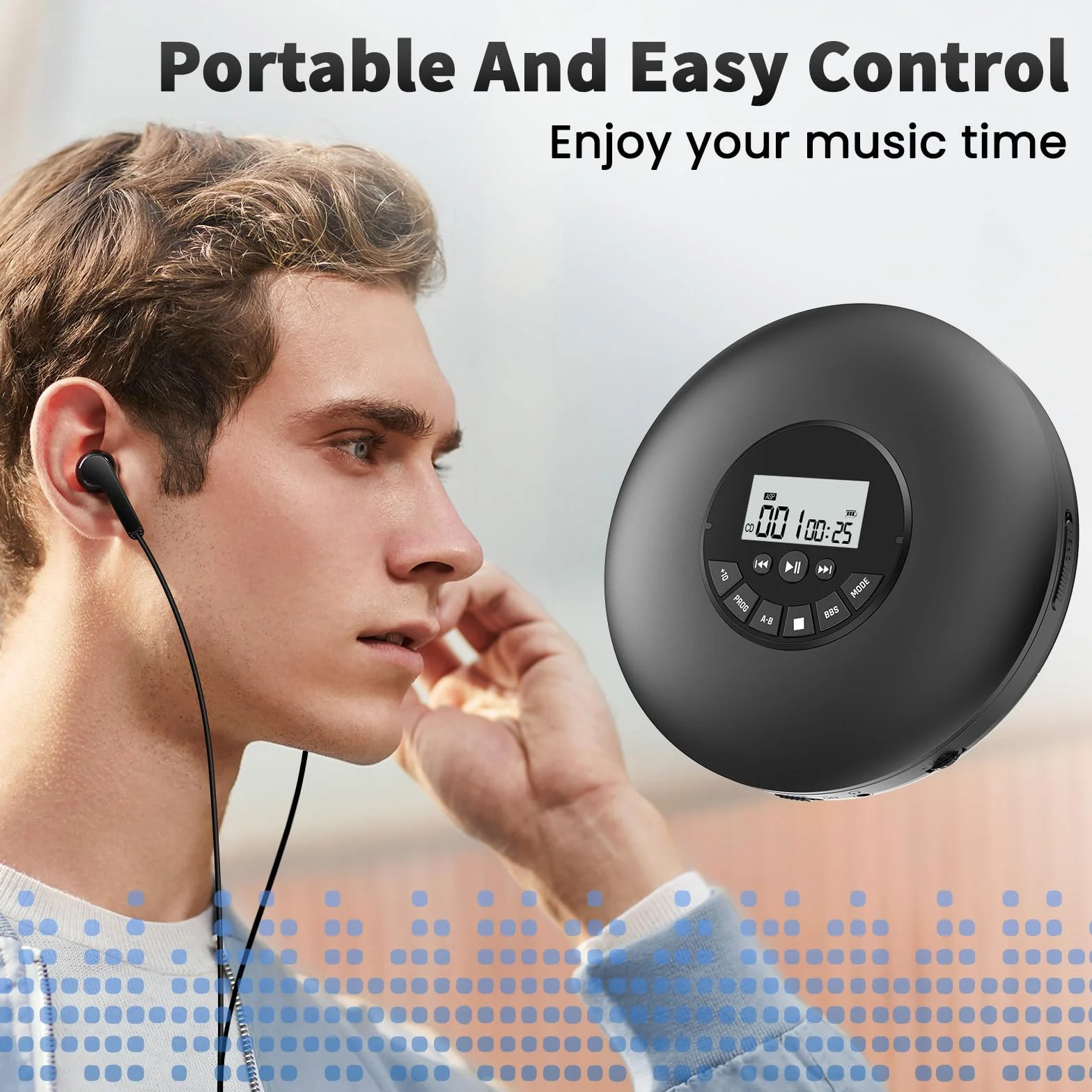 Arafuna Przenośny Odtwarzacz CD-Kompaktowy Discman Odtwarzacz CD-Osobisty odtwarzacz muzyczny z CD-R, CD-RW Odtwarzanie Anti-Skip Protection, Programowalne utwory do słuchawek