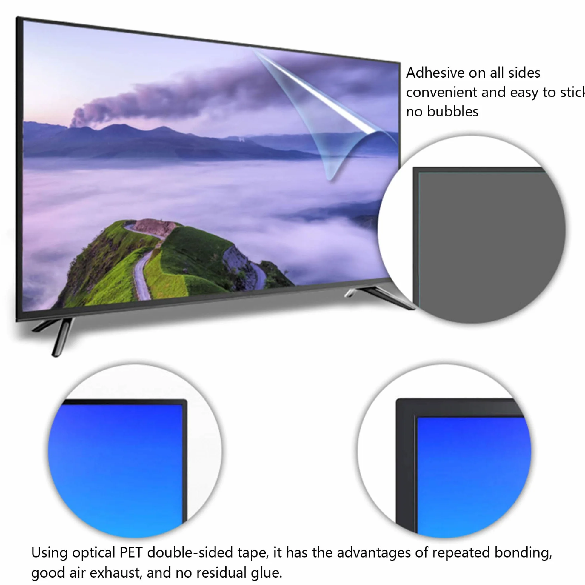 Osłona ekranu Smart TV, Folia ochronna na ekran telewizora do telewizorów 32-75 cali, opakowanie 2 szt(58in1269x721mm)