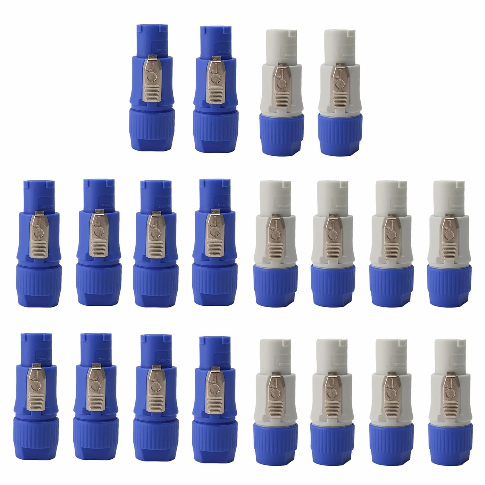 20 sztuk wtyczek Powercon, 3-biegunowe wtyczki Powercon NAC3FCB, wtyczka Speakon, 20 A, 250 V AC, niebieska i