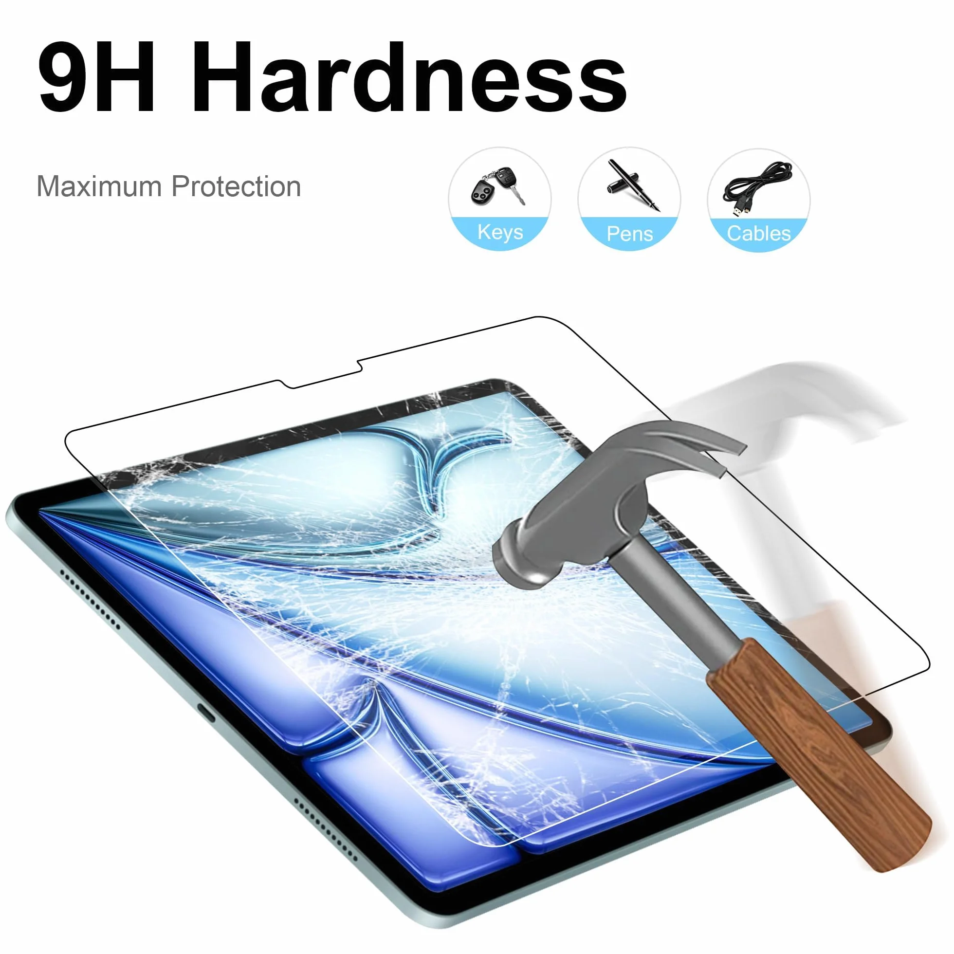 Adeway Ochraniacz ekranu do iPad Air 11 cali (2025 M3 & 2024 M2) - Matowe hartowane szkło do pisania i rysowania, odczucie tekstury papieru, antyrefleksyjne, łatwa instalacja, 2 sztuki w zestawie