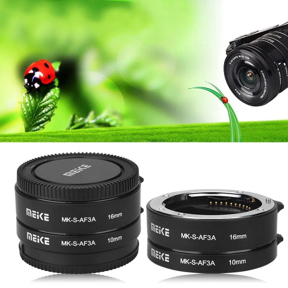 Pierścień adaptera do obiektywu aparatu, automatyczny autofokus 10mm 16mm zestaw przedłużaczy makro do aparatów z mocowaniem E.