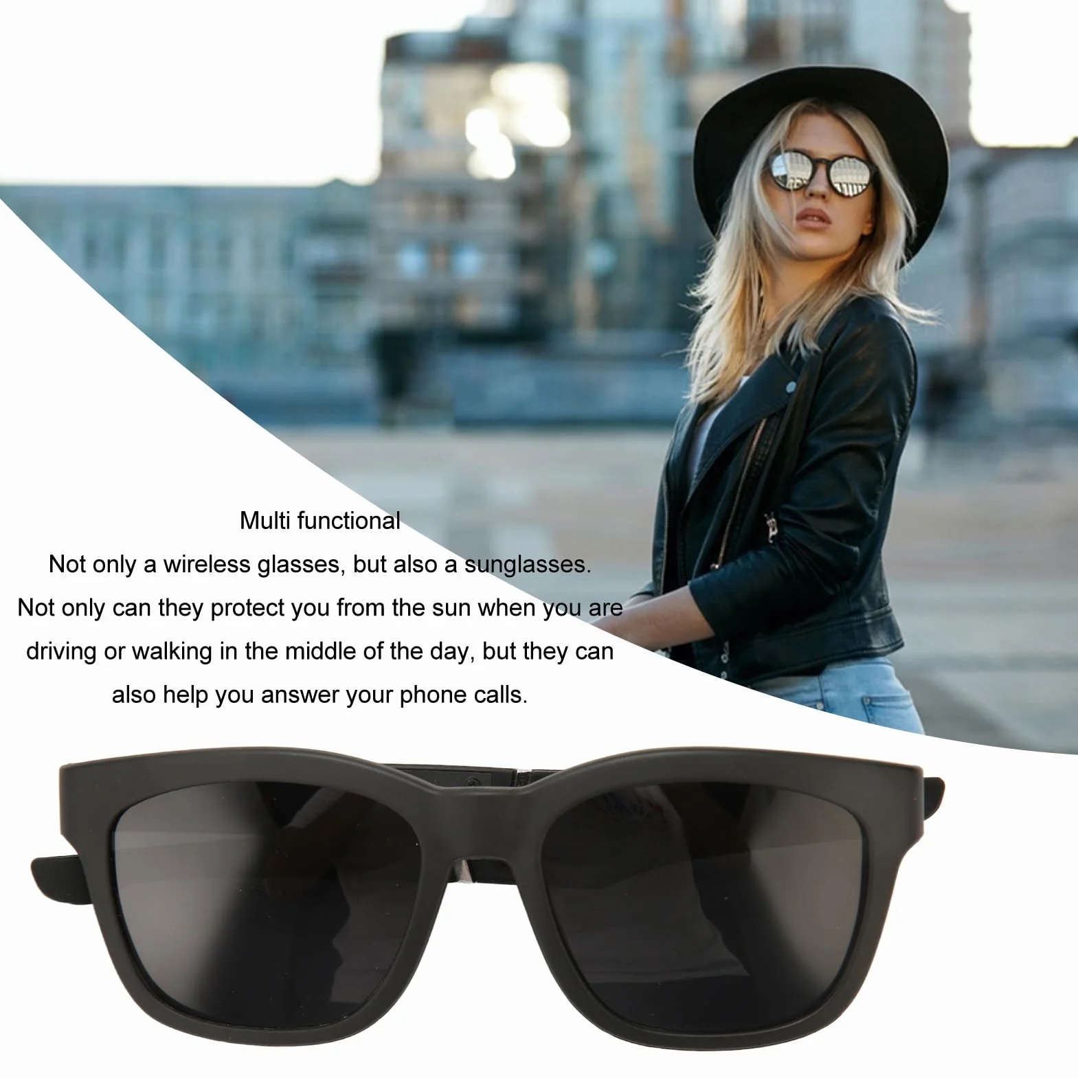 Inteligentne Okulary z Przewodnictwem Kostnym Bluetooth Audio dla Mężczyzn i Kobiet Filtr Światła Niebieskiego